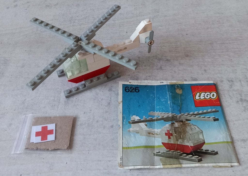 lego 626-2 (c) lego city, classic city rode kruis heli 1978, Lego, Compleet, Ophalen of Verzenden, Complete set