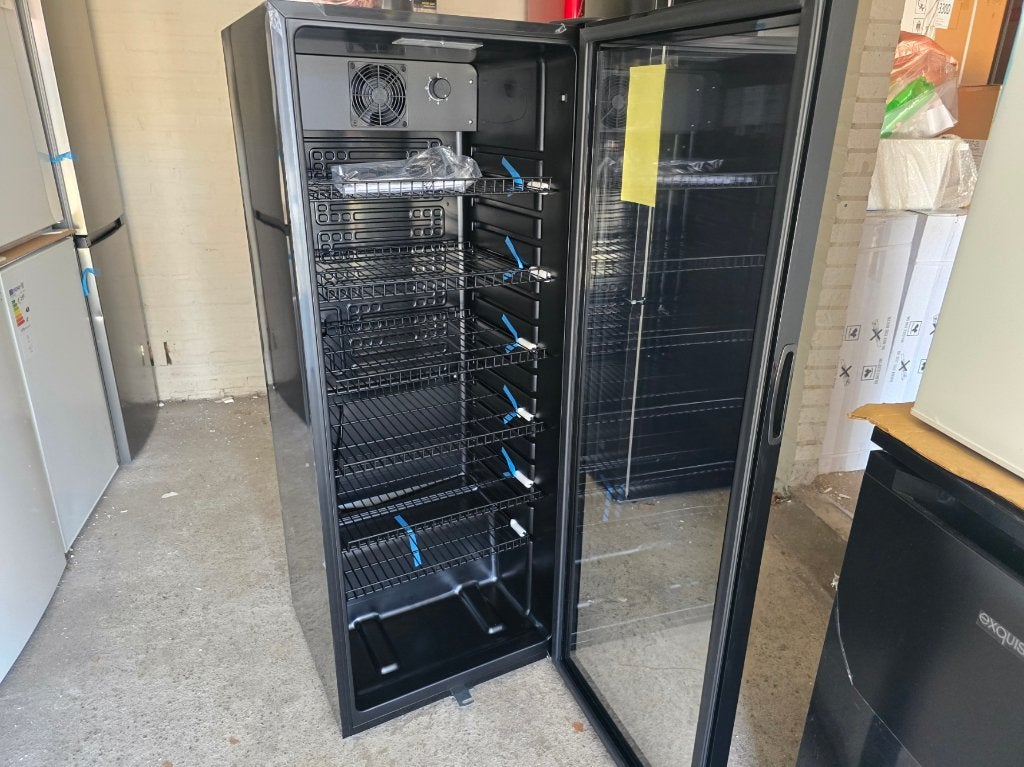 Nieuwe zwarte zuinige glasdeur flessenkoeler 237 L 140 x 54, Zonder vriesvak, 200 liter of meer, Nieuw, Ophalen of Verzenden