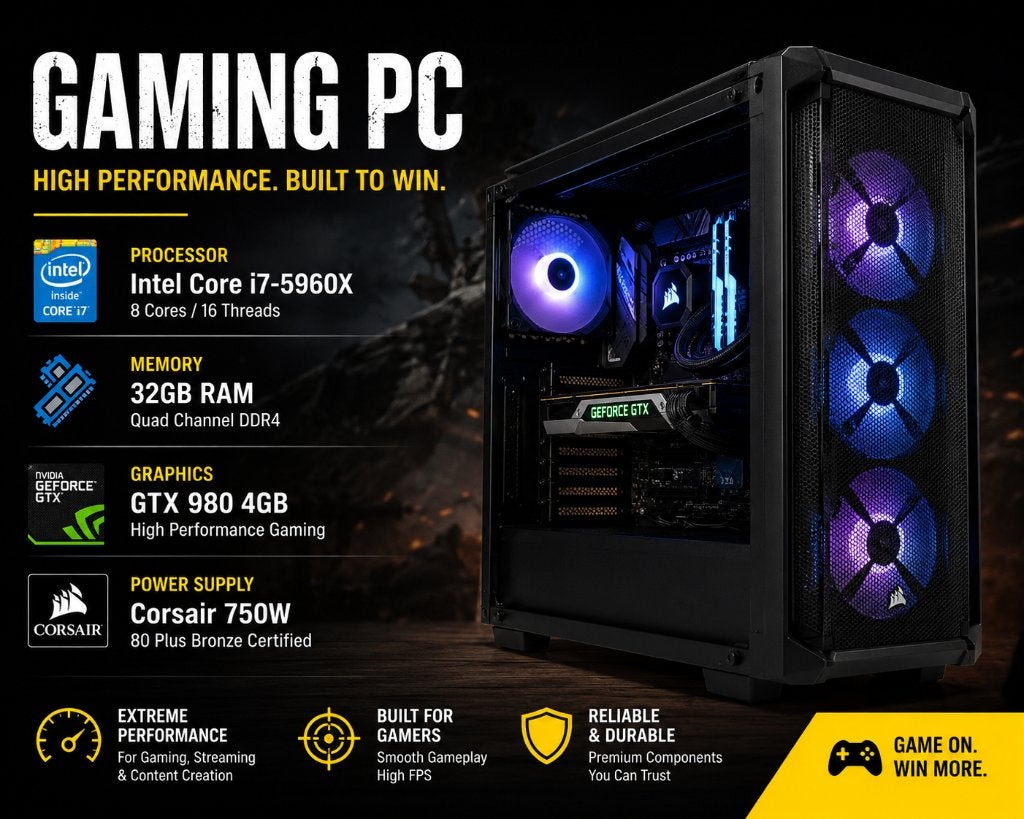 Gaming PC |i7-5960X | 32GB RAM | GTX 980 4GB | SSD-256GB, Gebruikt, Overige genres, 1 speler, GB