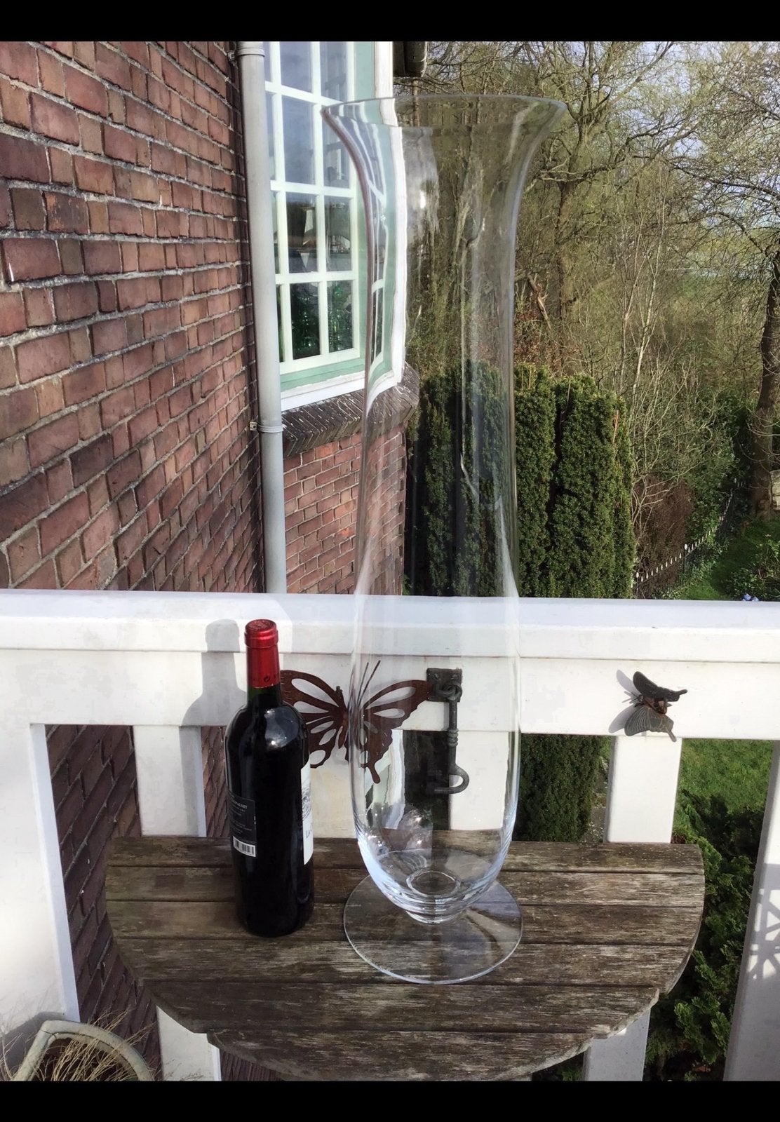 Enorme hoge getailleerde glazen vaas 70 cm, doorzichtig glas, Ophalen of Verzenden, Zo goed als nieuw