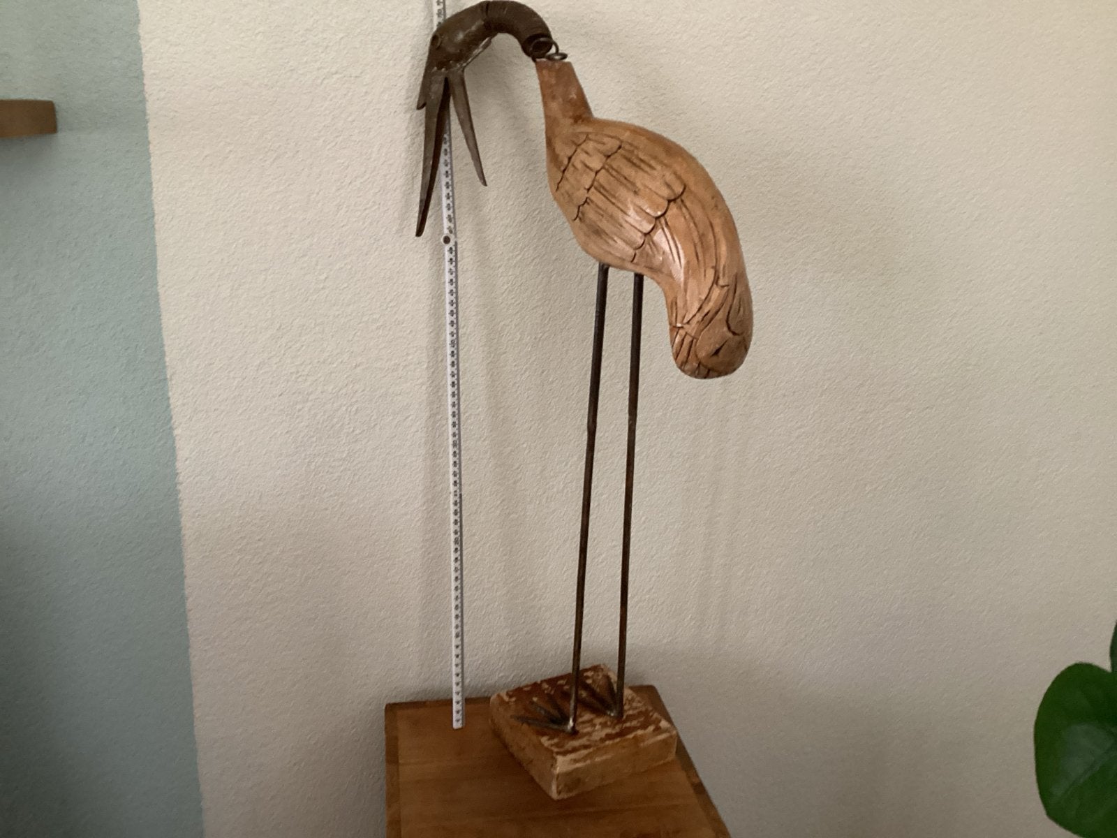 Decoratieve vogel sculptuur van hout en metaal, Antiek en Kunst, Ophalen, 50 - 100 cm, Handgemaakt, Beeld