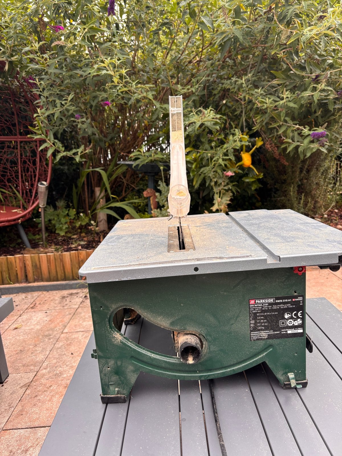Parkside PMTS 210 A1 Tafelcirkelzaag 1500 watt, Doe-het-zelf en Verbouw, Gereedschap | Zaagmachines, Ophalen, Gebruikt, Cirkelzaag