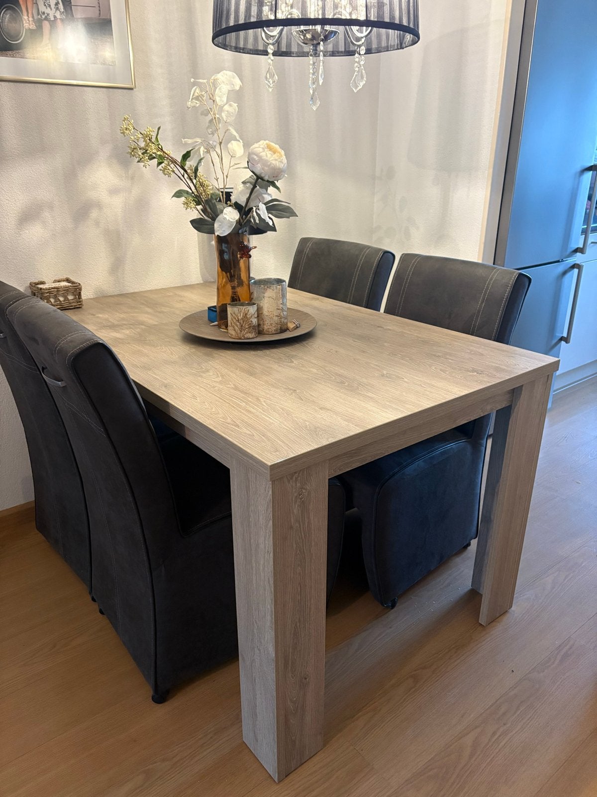 Haco Wonen eettafel met 4 stoelen, Ophalen, 100 tot 150 cm, 50 tot 100 cm, Zo goed als nieuw
