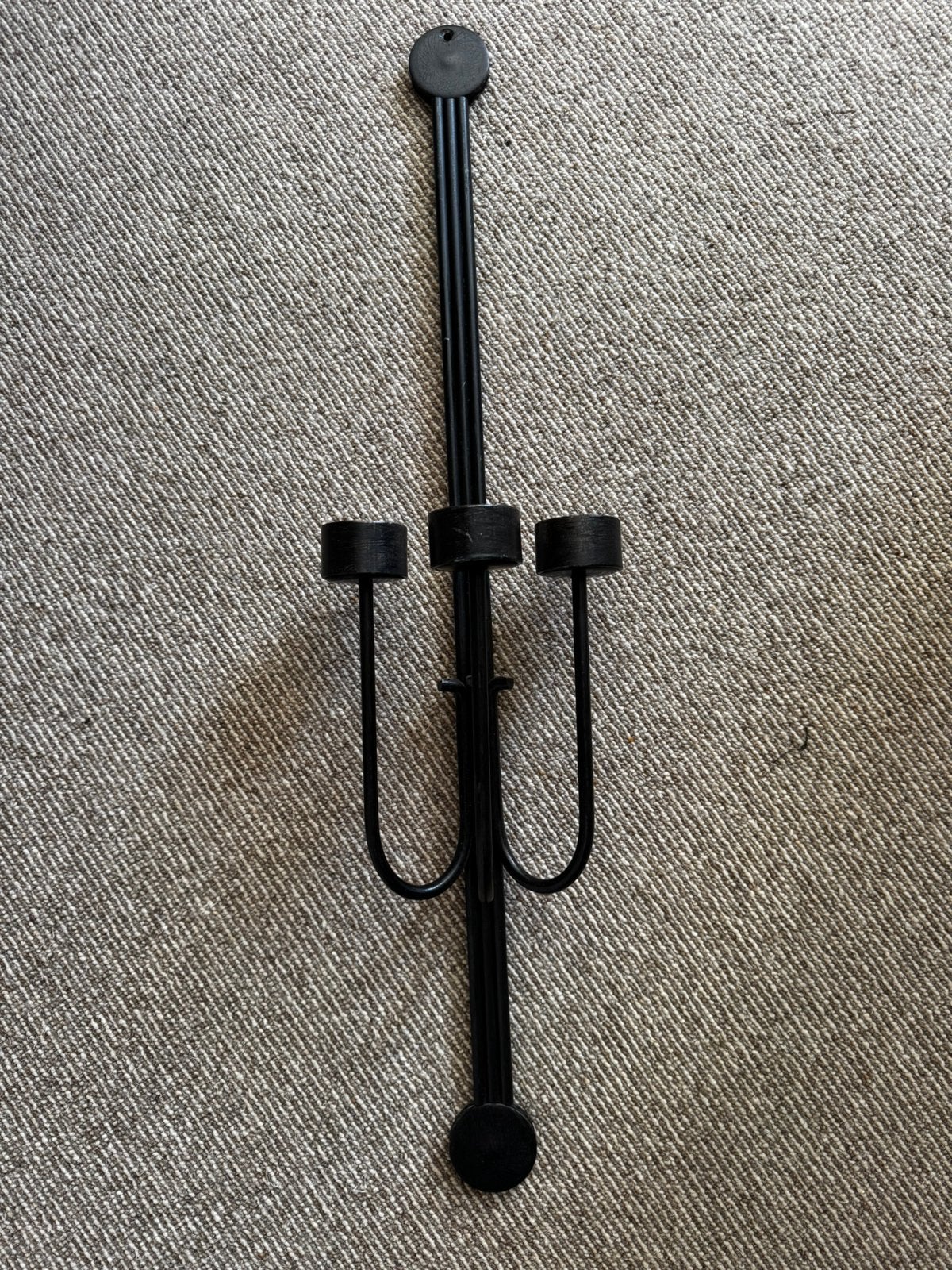 Kaarsenhouder, zwart smeedijzer, Metaal, 71 cm, Wandhanger, Zwart