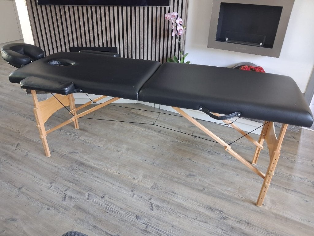 Massagetafel "zwart" Inklapbaar, Sport en Fitness, Ophalen, Zo goed als nieuw, Massagetafel