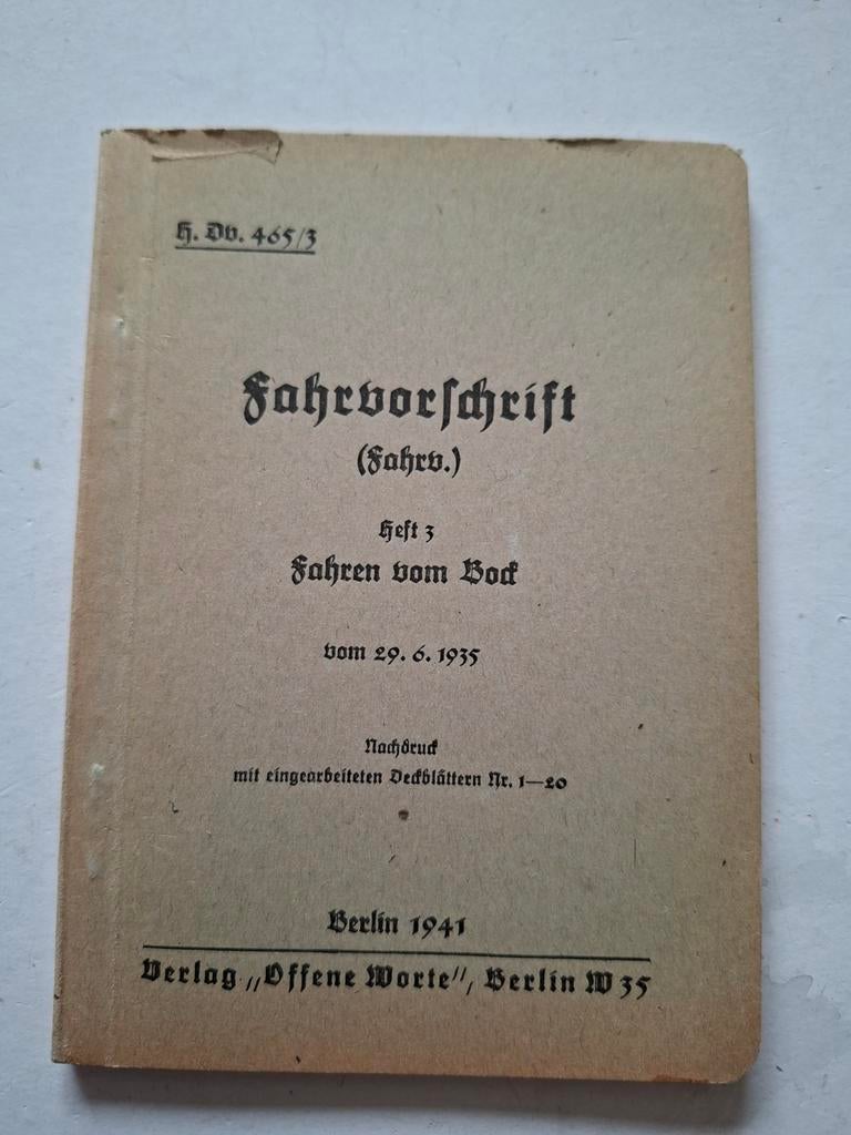 Fahrvorschrift 1941, Verzamelen, Ophalen of Verzenden, Nederland, Embleem of Badge