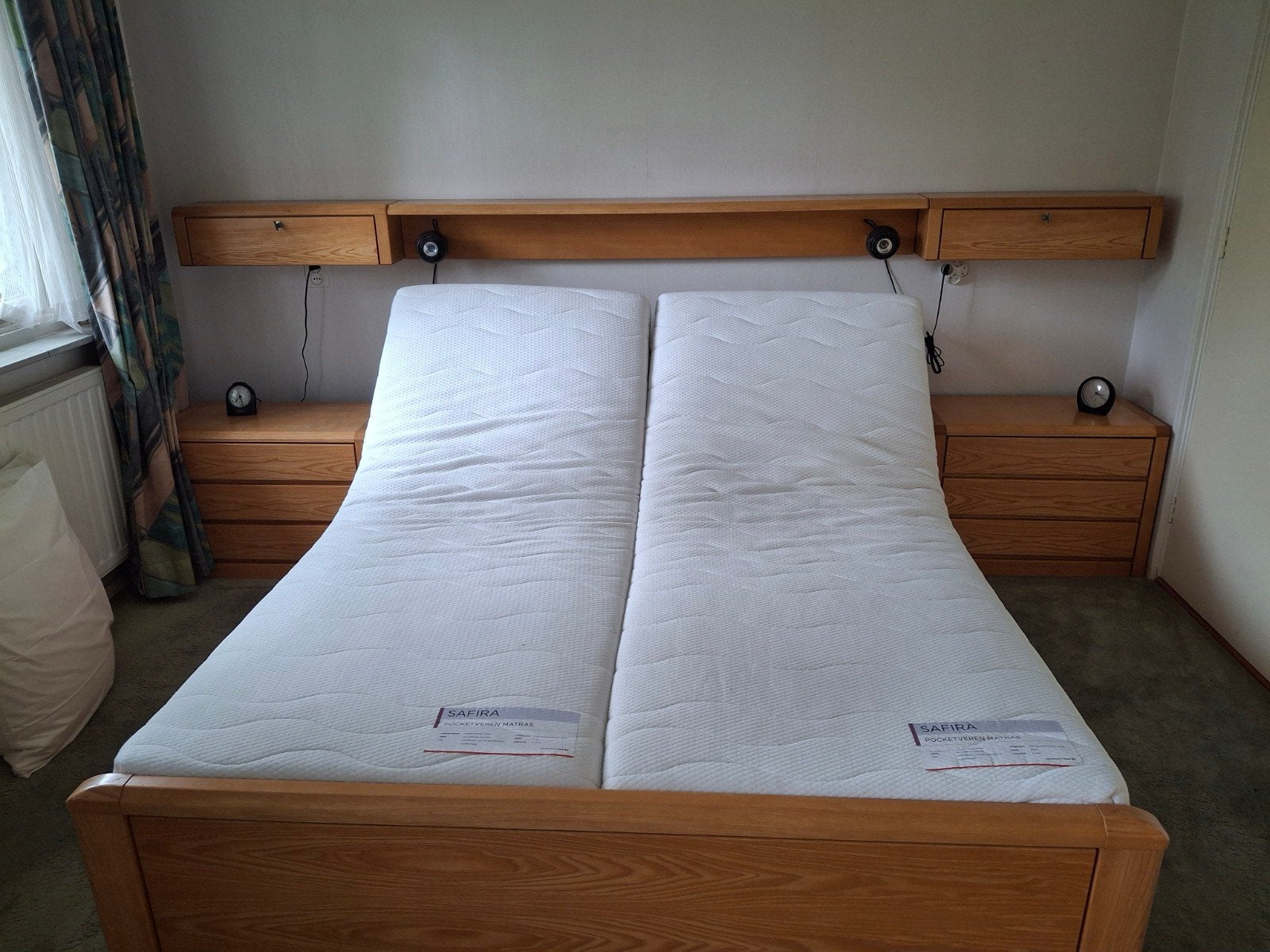 Auping bed 160x200 met ombouw, nachtkastjes en linnenkast, Huis en Inrichting, Slaapkamer | Bedden, Ophalen, Bruin, Tweepersoons