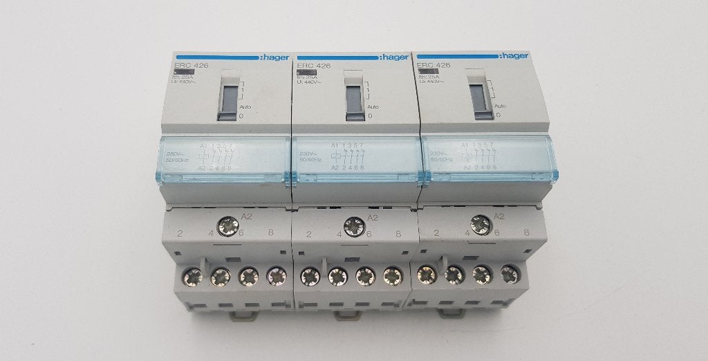 Hager Groepenkast Relais ERC426 Ith 25A 440V (3x), Gebruikt, Onbekend, Ophalen of Verzenden, Onbekend