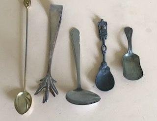 diverse lepeltjes, suikertang Sheffield, Ophalen of Verzenden, Gebruikt, Overige materialen