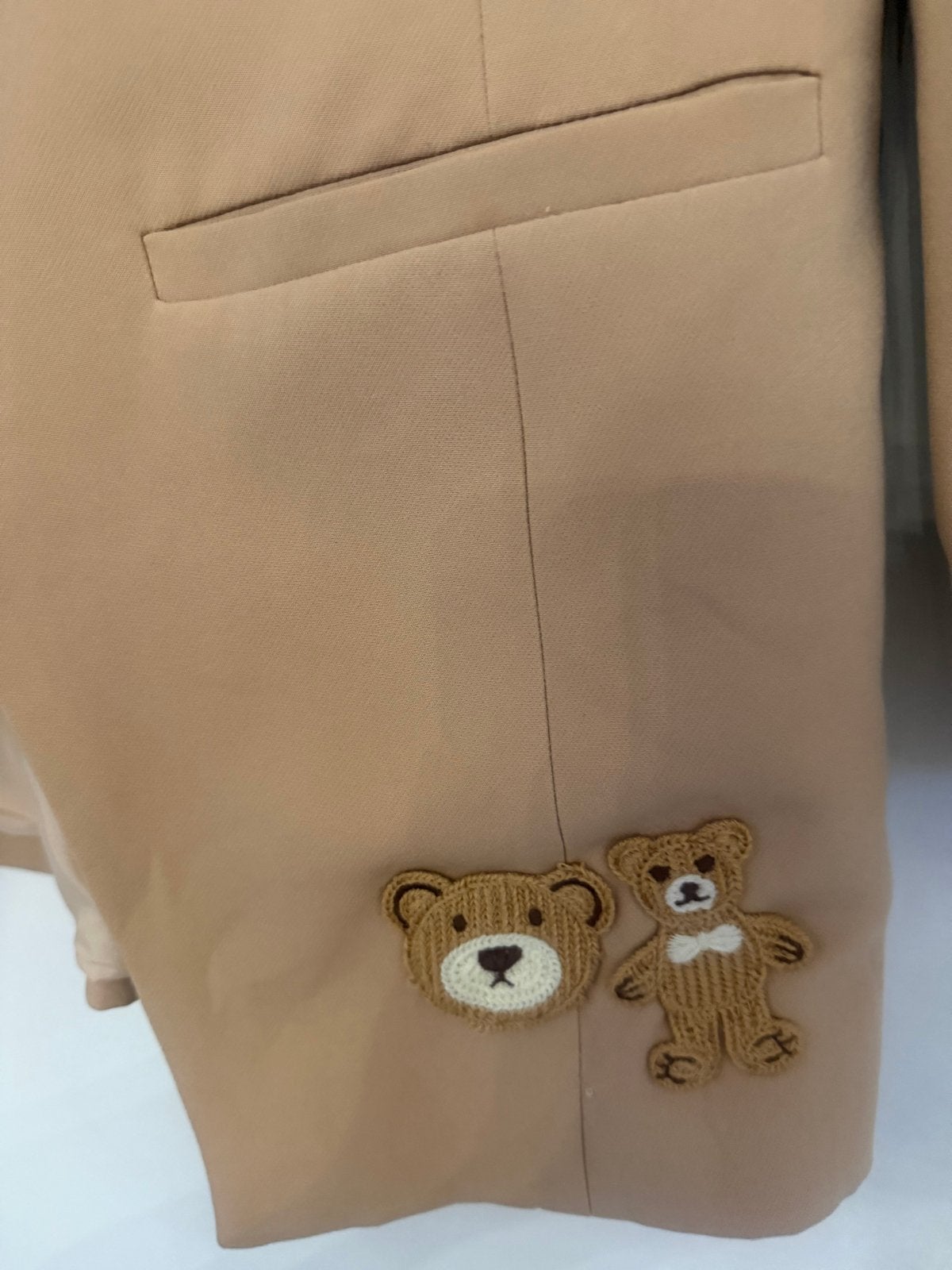 Dames blazer met teddybeer applicaties - Shein, Maat 38/40 (M), Beige, Ophalen of Verzenden, Zo goed als nieuw