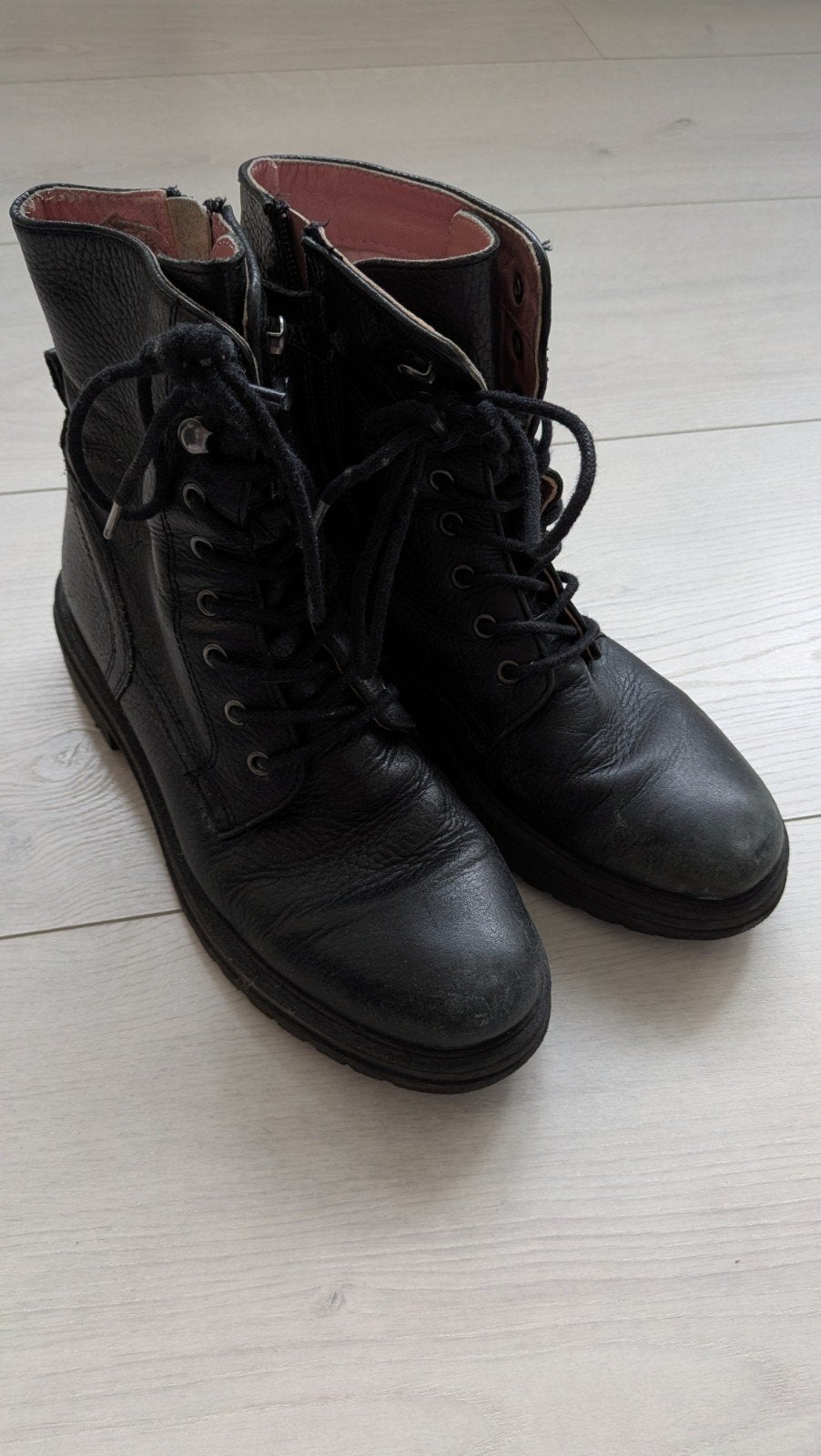 Combat boots, leren laarsjes, maat 39, Kleding | Dames, Ophalen of Verzenden, Gedragen, Zwart