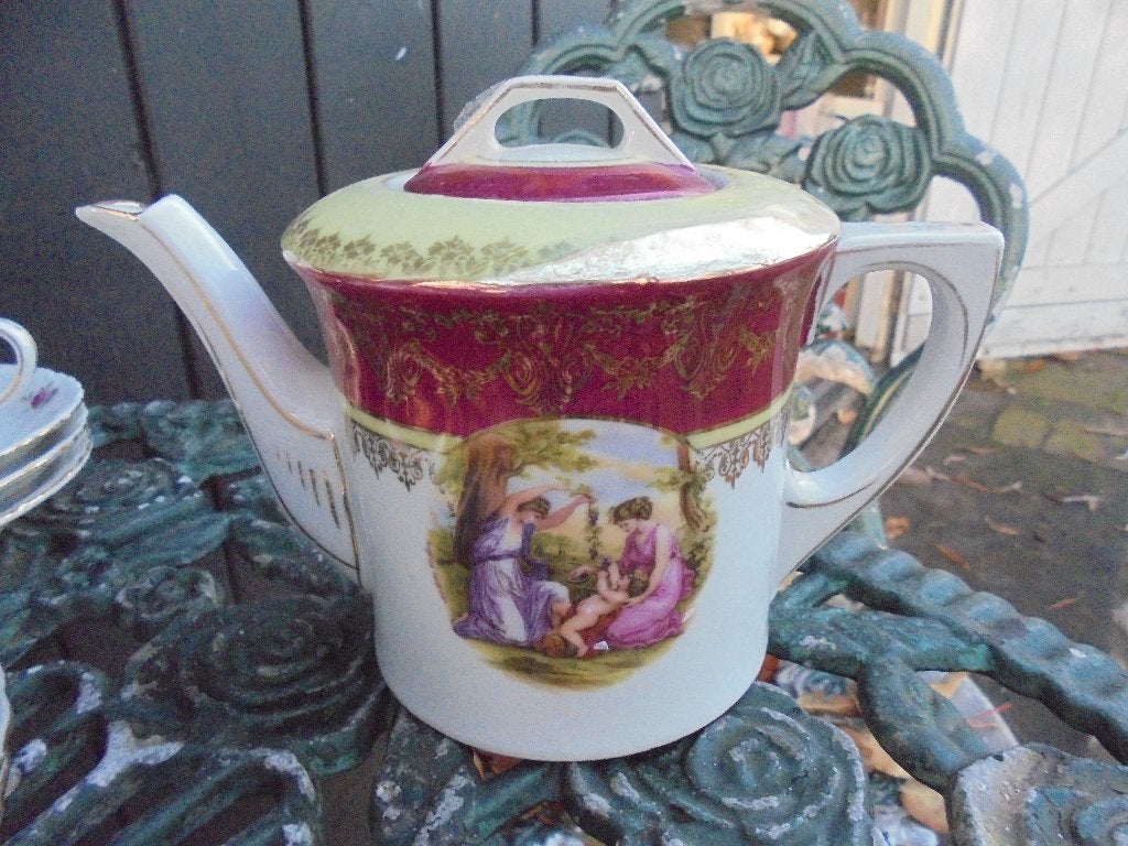 Klein Theepotje met Engeltje en dames / Fragonard afbeelding, Ophalen of Verzenden