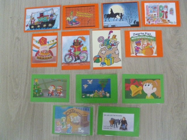 Liedjesdooskaartjes: Kerst- + Sintliedjes. Gelamineerd. Zgan, Diversen, Ophalen of Verzenden, Zo goed als nieuw