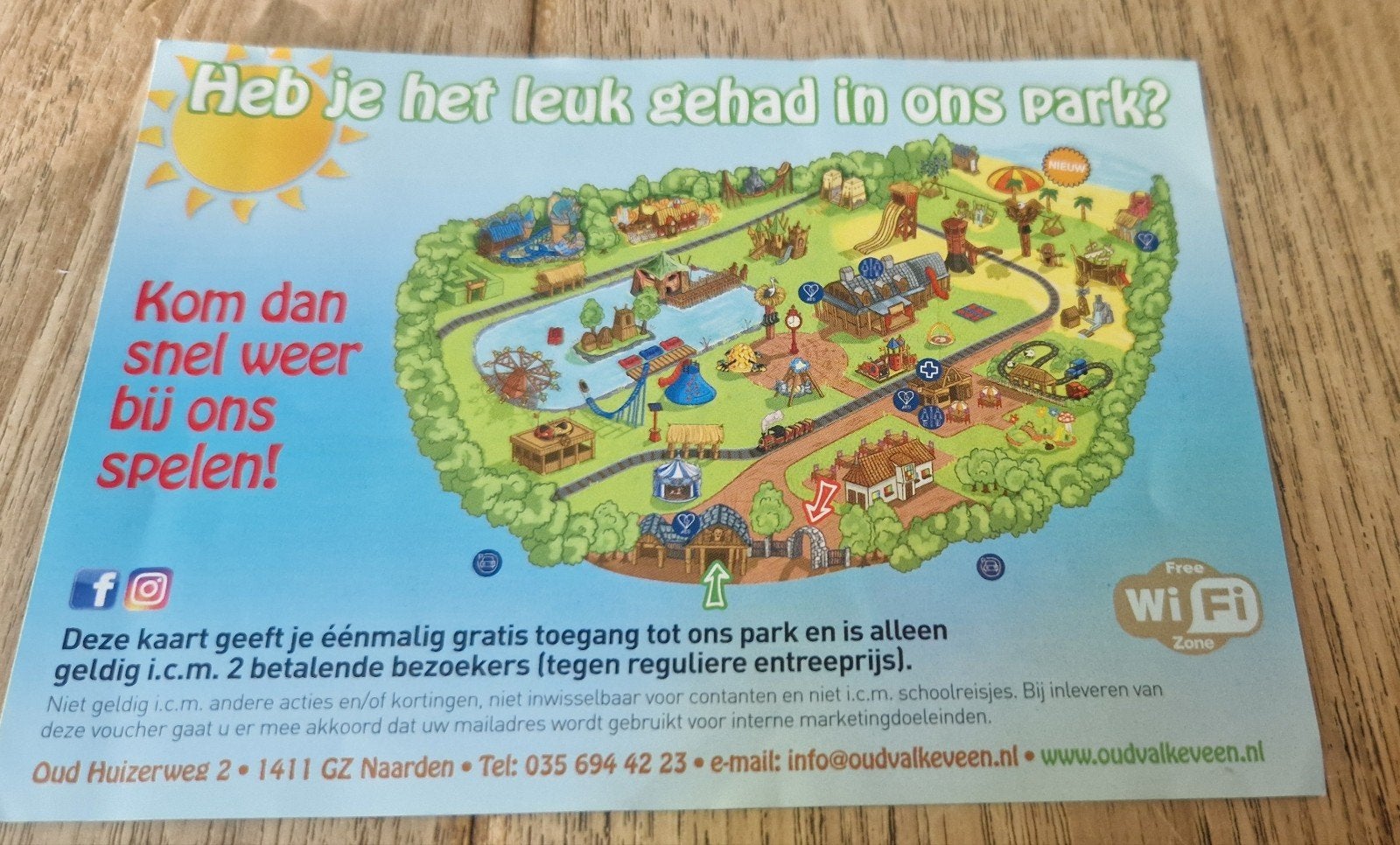 Dagticket pretpark Oud Valkeveen, Drie personen of meer, Ticket of Toegangskaart