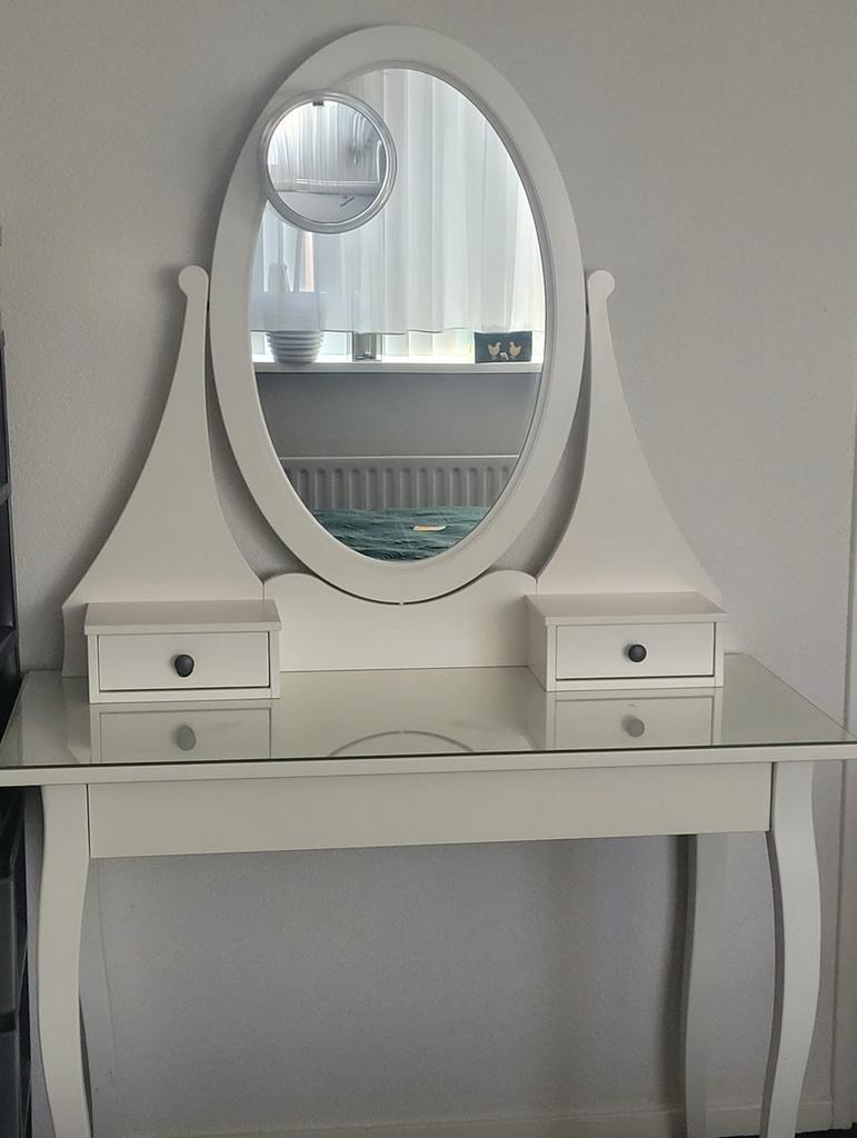 Ikea Hemnes makeuptafel met spiegel, Huis en Inrichting, Tafels | Kaptafels, Ophalen, Zo goed als nieuw, 50 tot 100 cm, Minder dan 100 cm