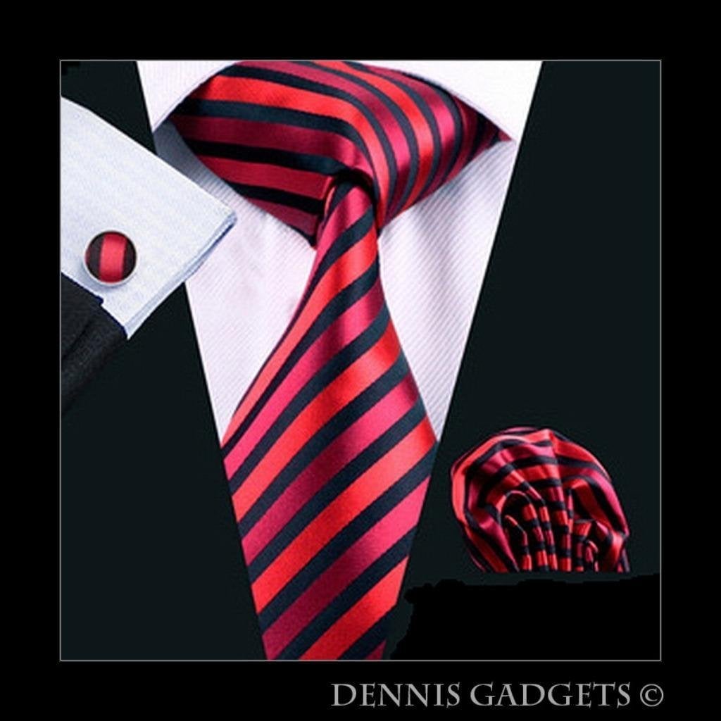 Dennis Gadgets: 100 % zijden stropdas ( 3 delig !! ) DG0219, Ophalen of Verzenden, Nieuw, Rood, Effen