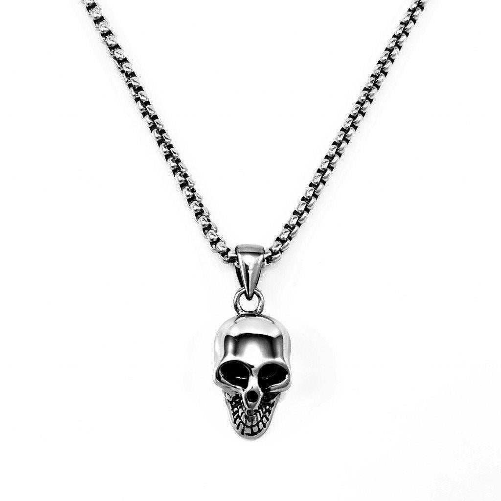 60cm Jasseron Ketting + Schedel Hanger Dames en Heren RVS, Birgitta-Gracht 33, 6465 EL Kerkrade, Nederland, Verzenden, Nieuw, Esde2
