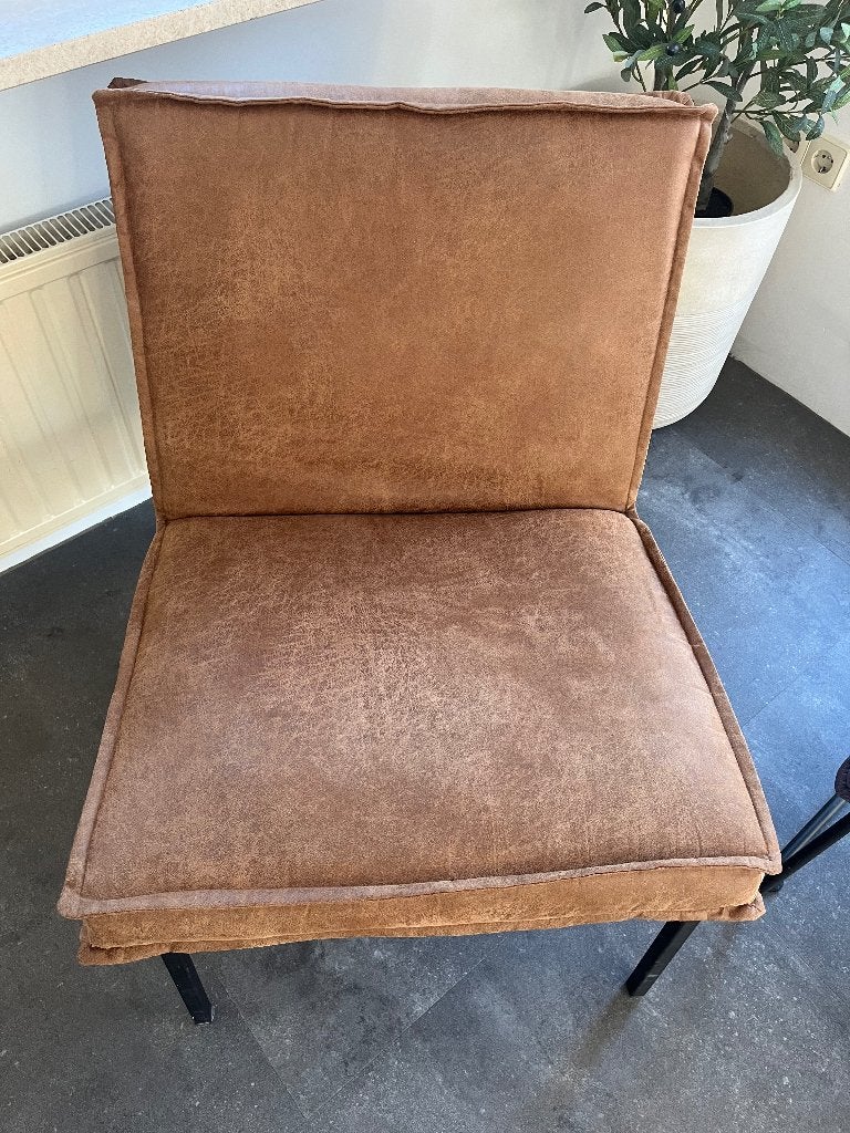 Fauteuil cognac, Ophalen, Gebruikt, Minder dan 75 cm, 50 tot 75 cm