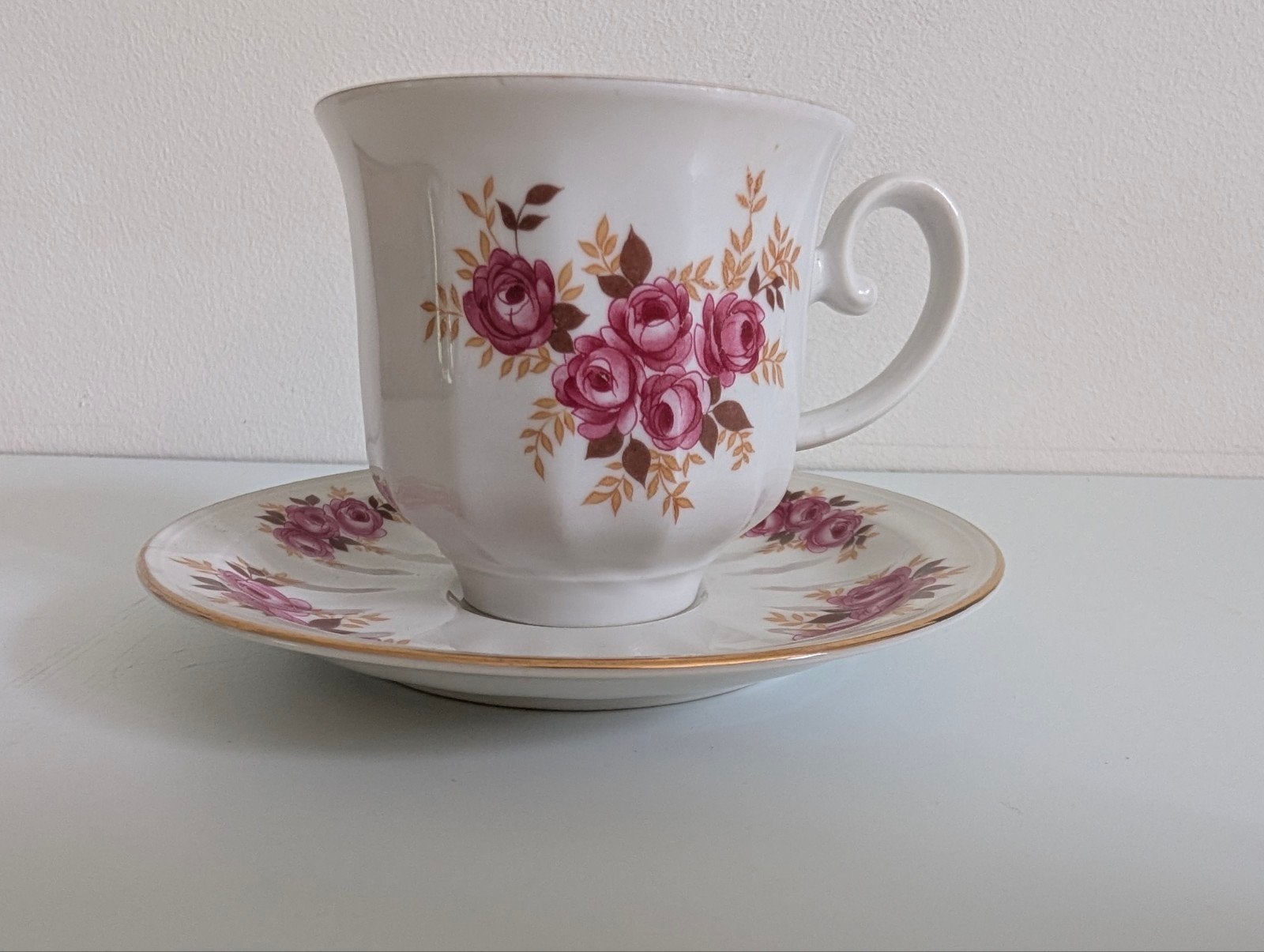 Vintage Seltmann Weiden Bavaria kop & schotel – rozen – W. G, Ophalen of Verzenden
