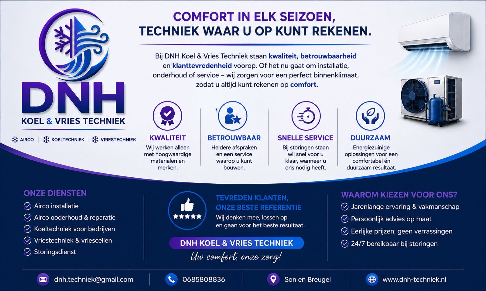 Koel- en Vriesinstallaties & Airco's - DNH Techniek, Witgoed en Apparatuur, Ophalen, Nieuw, 3 snelheden of meer, Koelen en Ontvochtigen
