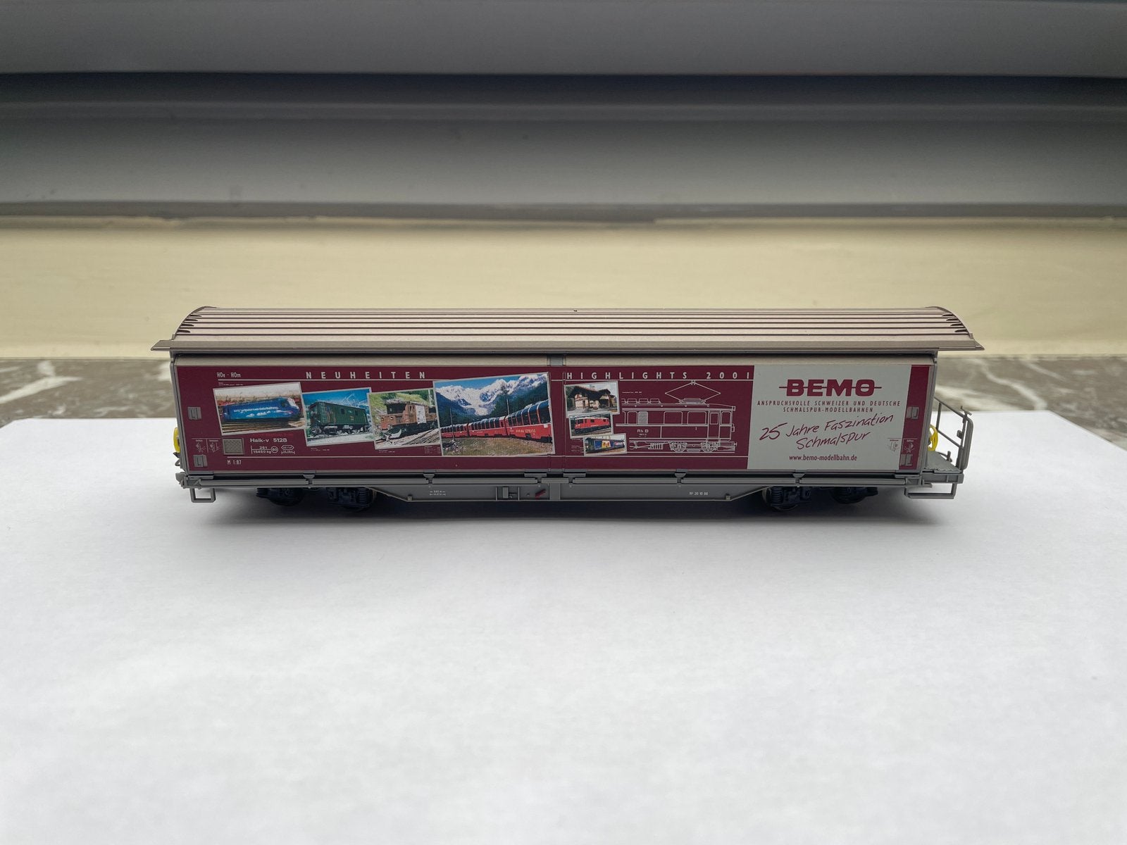 Bemo H0m RhB schuifwandwagen “Bemo” - 2288 128, Hobby en Vrije tijd, Overige merken, Gebruikt, Gelijkstroom, Wagon
