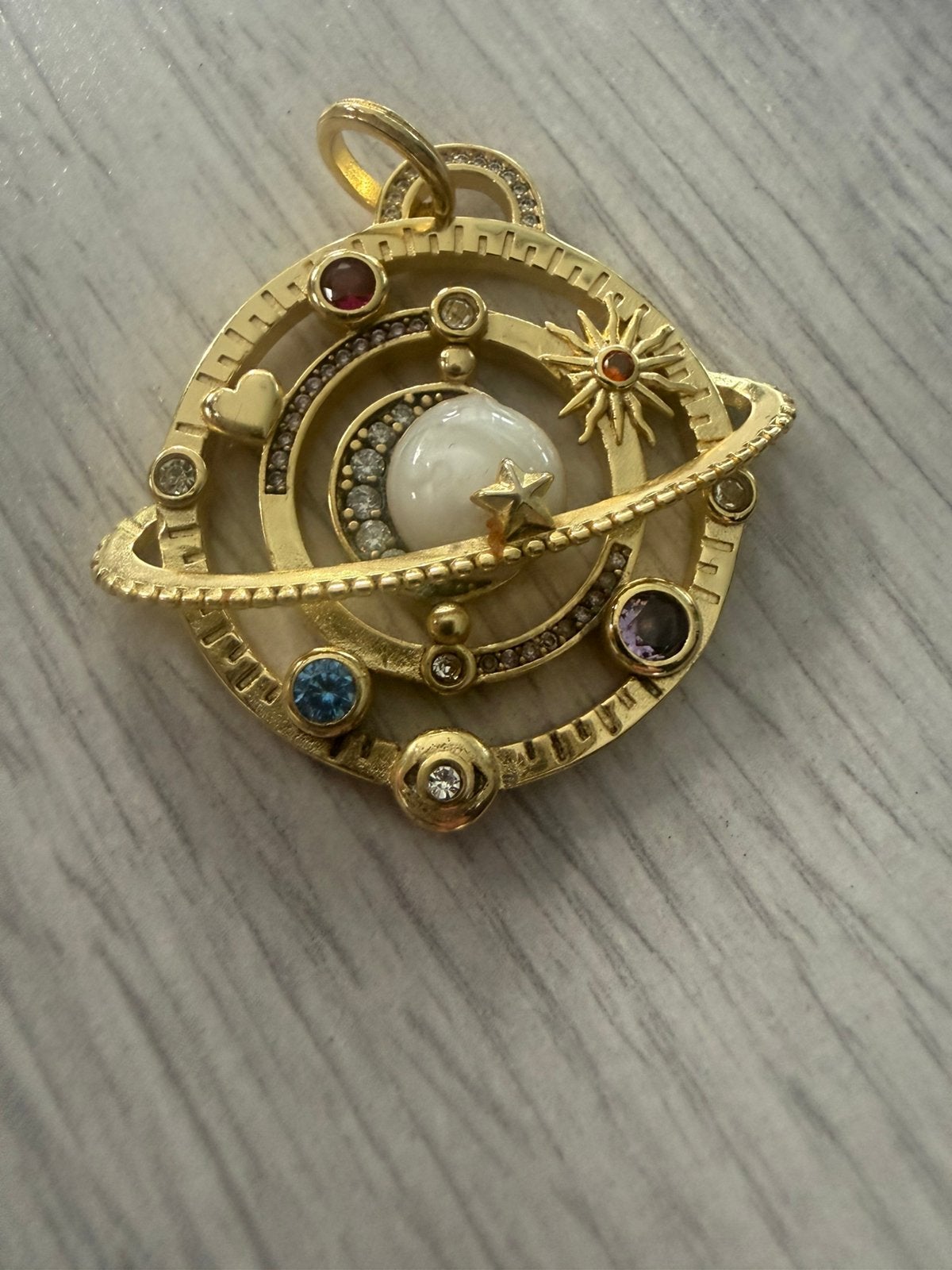 Zilveren sterling hold verguld amulet moon star helal, Ophalen of Verzenden, Zo goed als nieuw