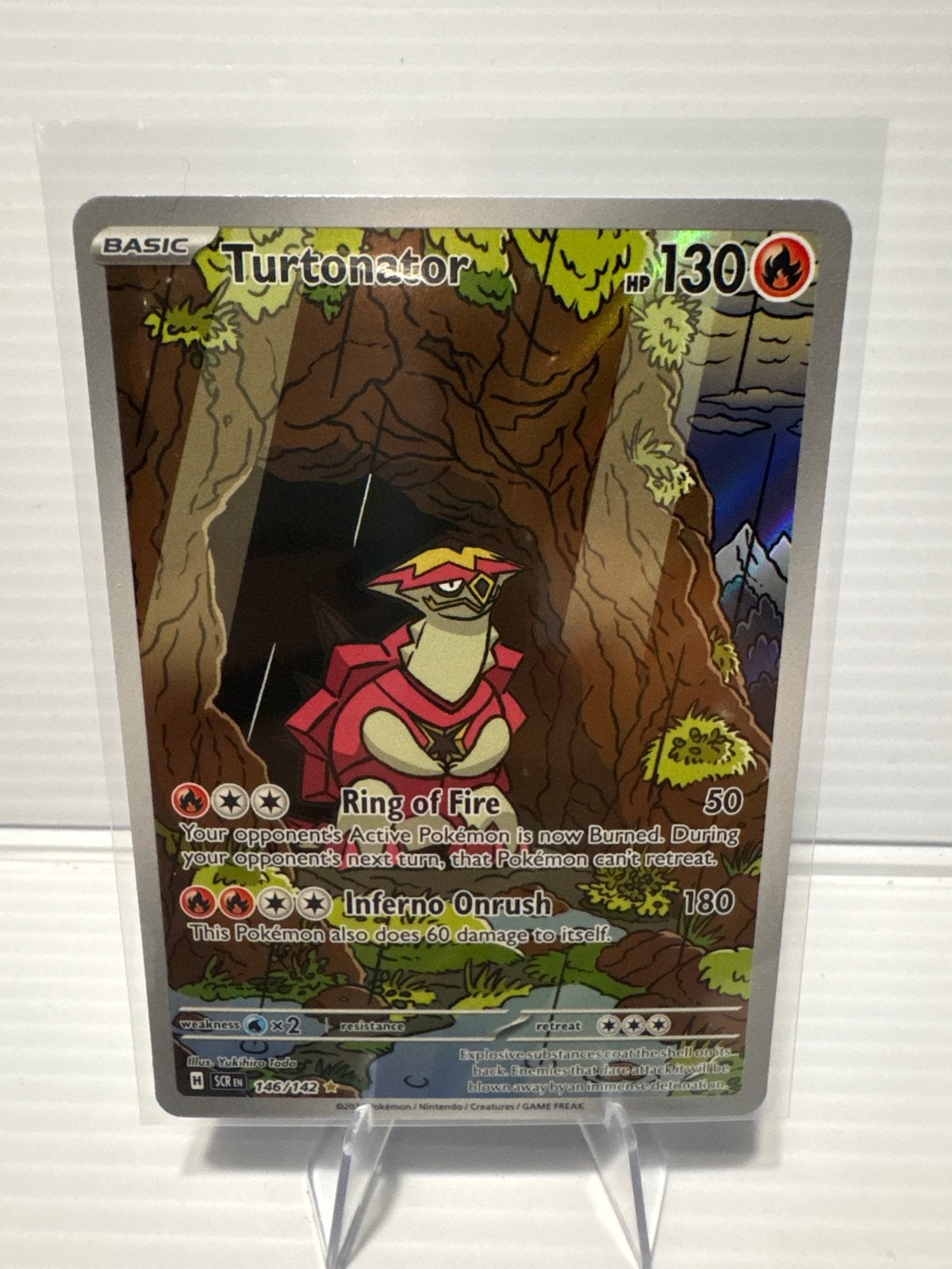 Turtonator 146/142 Stellar Crown NM Pokémon Kaart, Ophalen of Verzenden, Zo goed als nieuw, Losse kaart