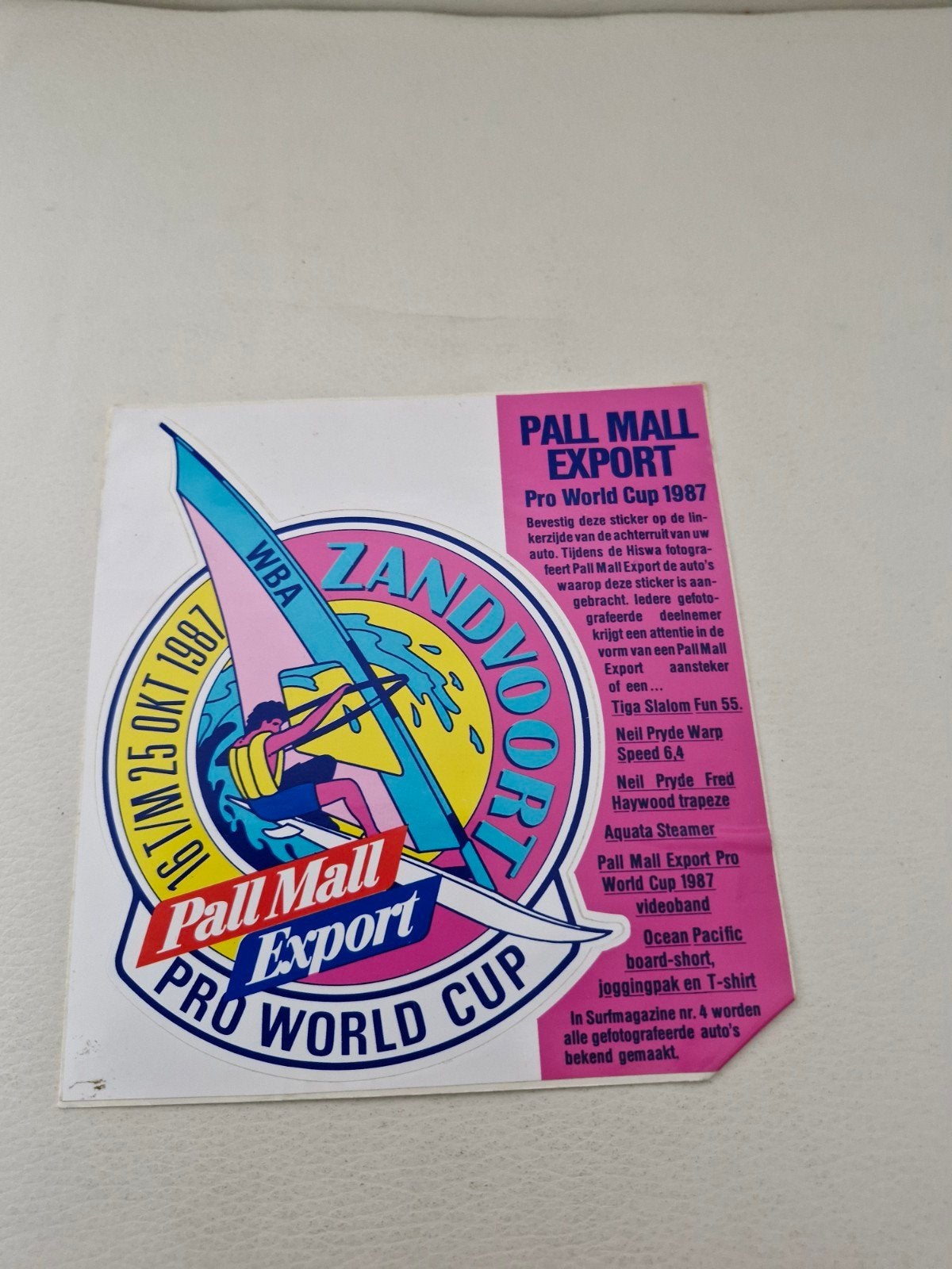 G 052 Vintage Pall Mall Export Pro World Cup 1987 Sticker, Ophalen of Verzenden