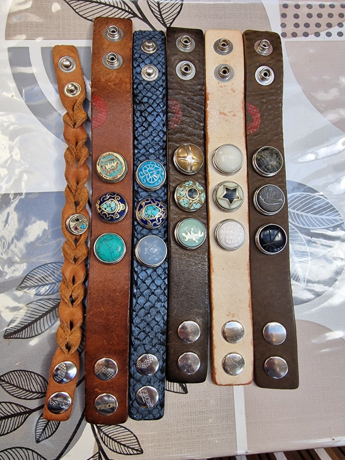 Noosa Amsterdam armbanden met verwisselbare chunks, Gebruikt, Bruin, Leer, Ophalen of Verzenden
