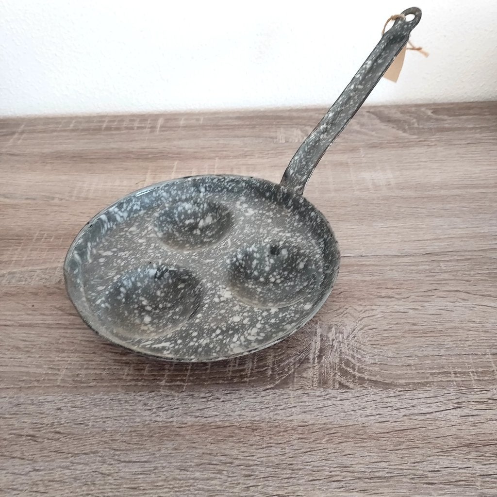 Emaille eierpan grijs gewolkt, Ophalen of Verzenden