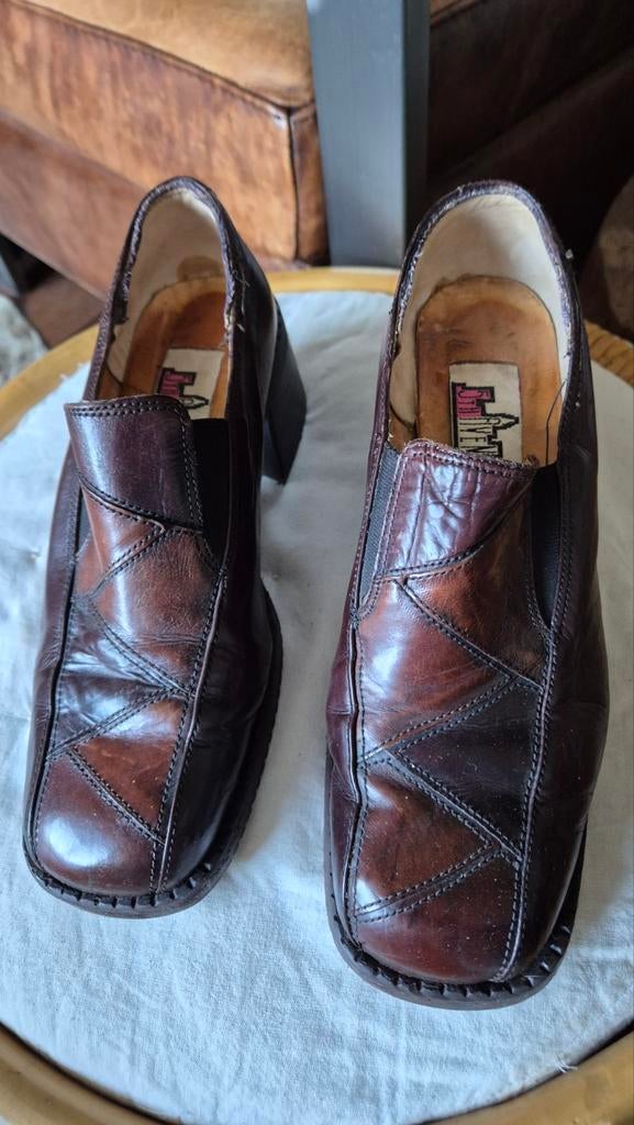 5th Avenue vintage Italiaanse leren hakschoenen mt 38, Bruin, Ophalen of Verzenden, Gedragen, 5th Avenue