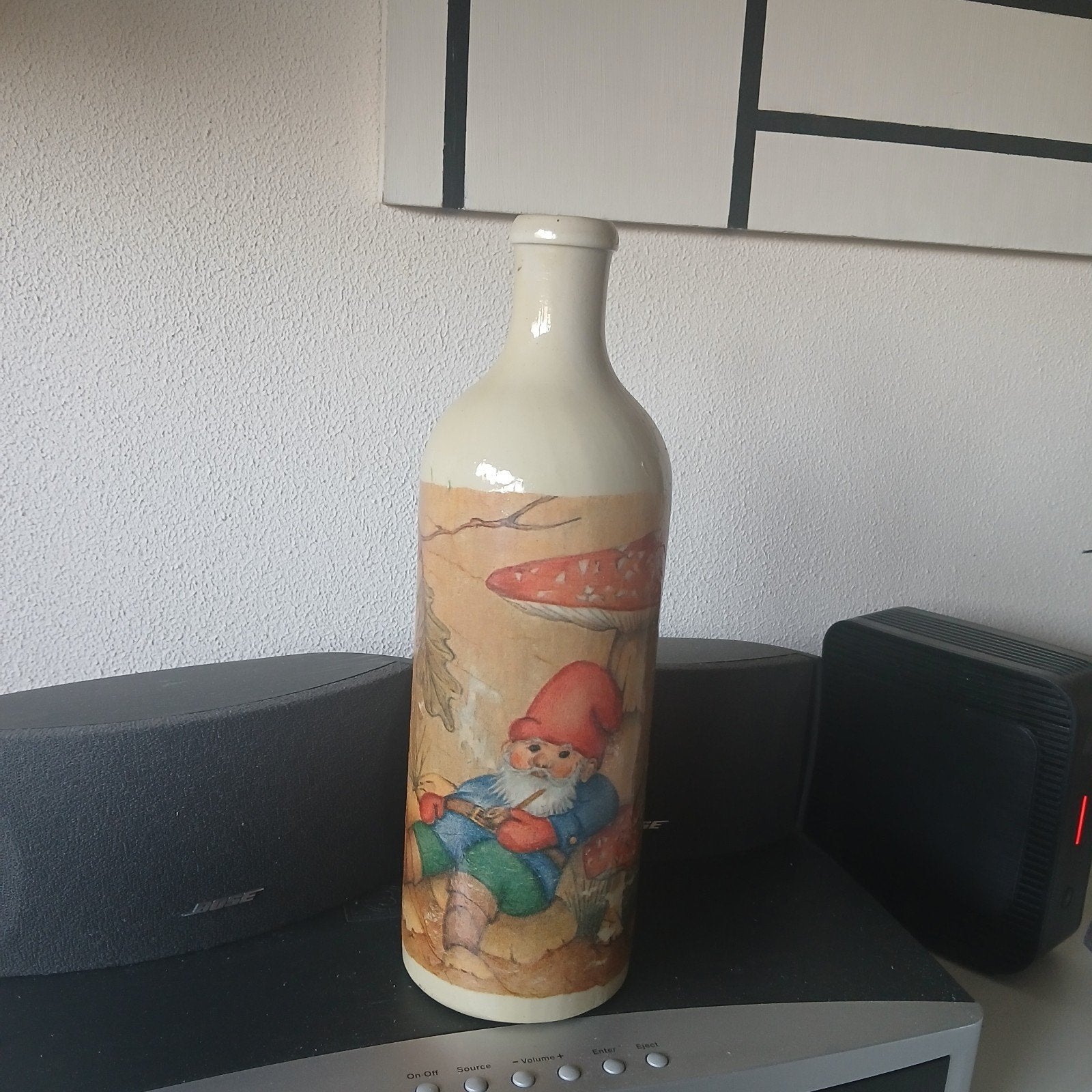 Decoratieve fles met kabouter en paddenstoelen, Ophalen
