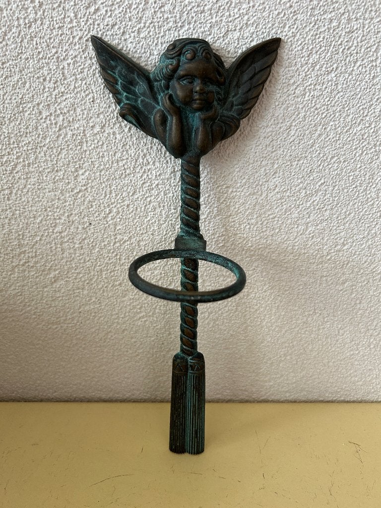 Vintage Metalen Engel Houder met Verdigris Patina, Ophalen of Verzenden, Koper of Brons