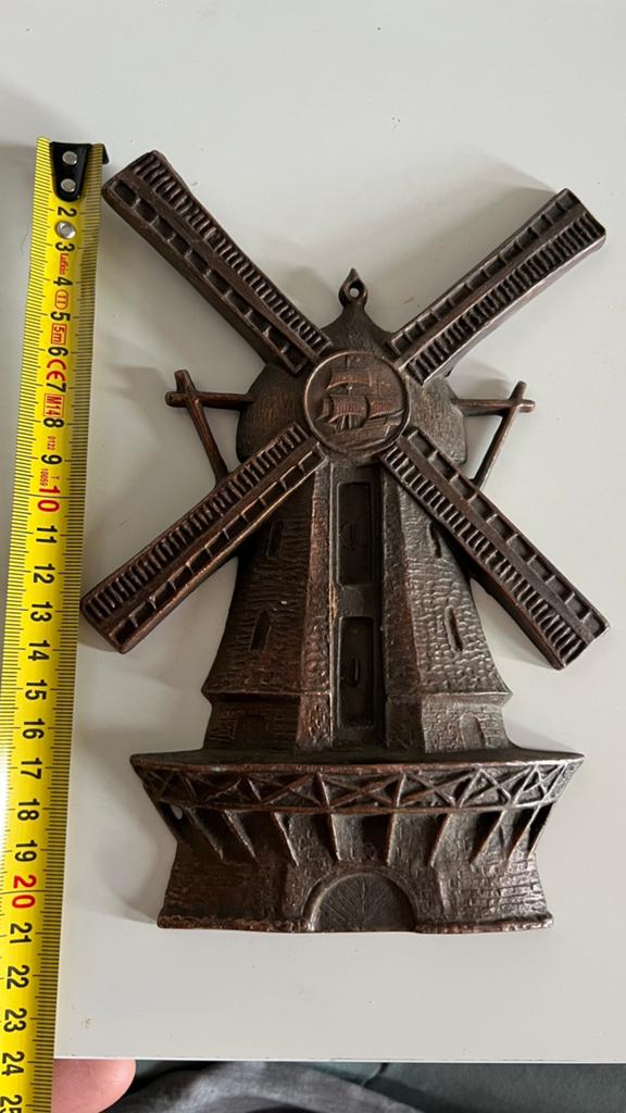 Gietijzeren / bronzen wandplaket Hollandse molen Leco O.W.G, Ophalen of Verzenden, Zo goed als nieuw