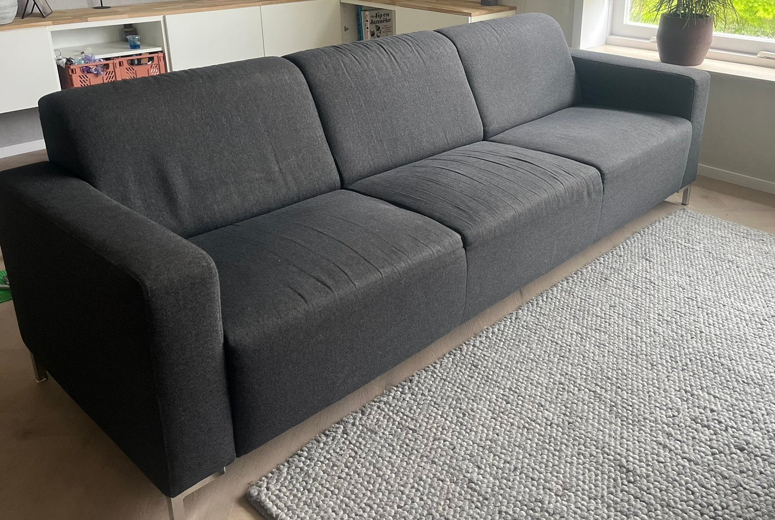 Ruime bank kleur antraciet, Ophalen, 250 tot 300 cm, Gebruikt, Driepersoons