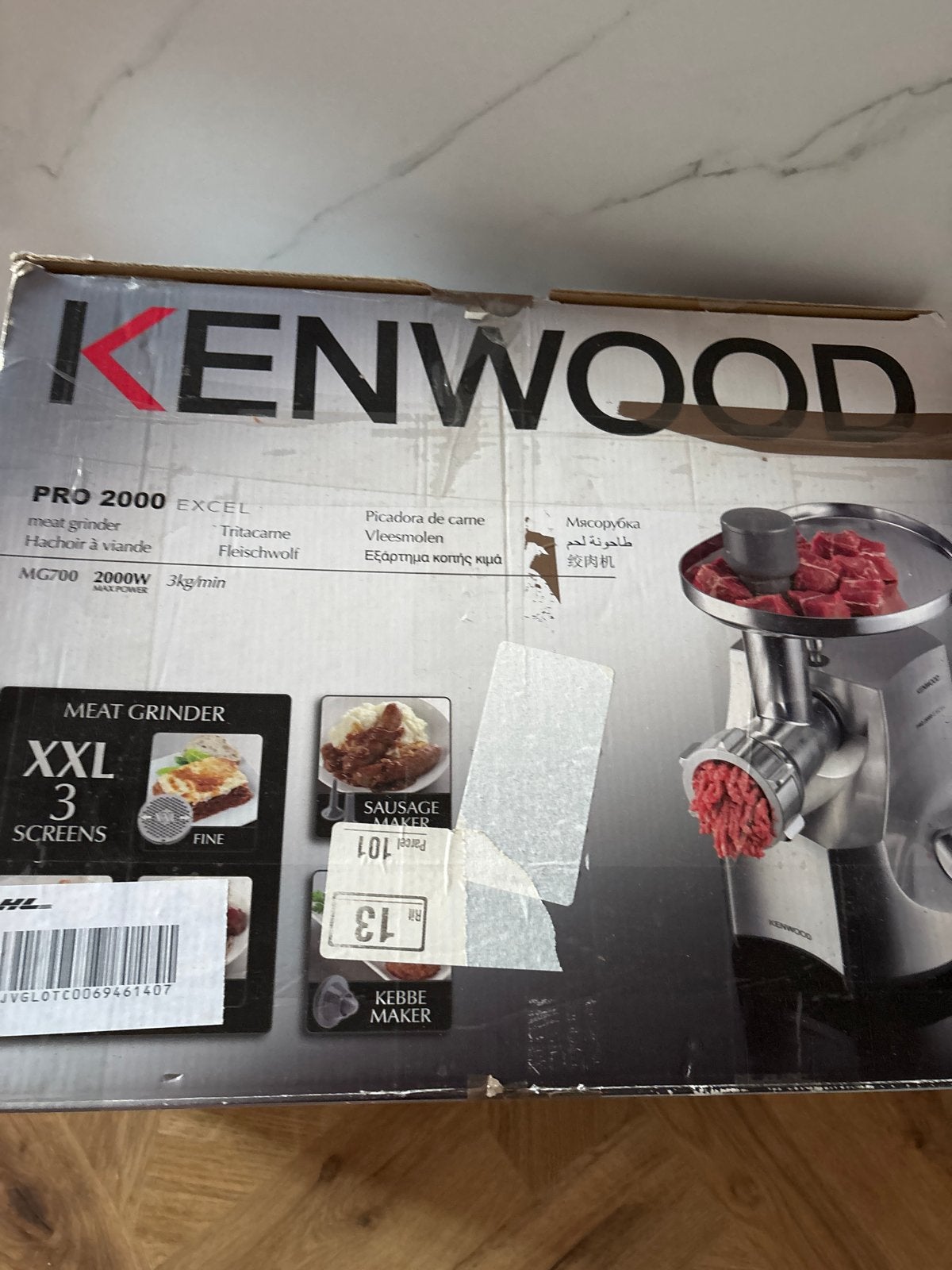 Kenwood PRO 2000 EXCEL Vleesmolen MG700 2000W, Minder dan 1 liter, Ophalen of Verzenden, Gebruikt, 1 snelheid