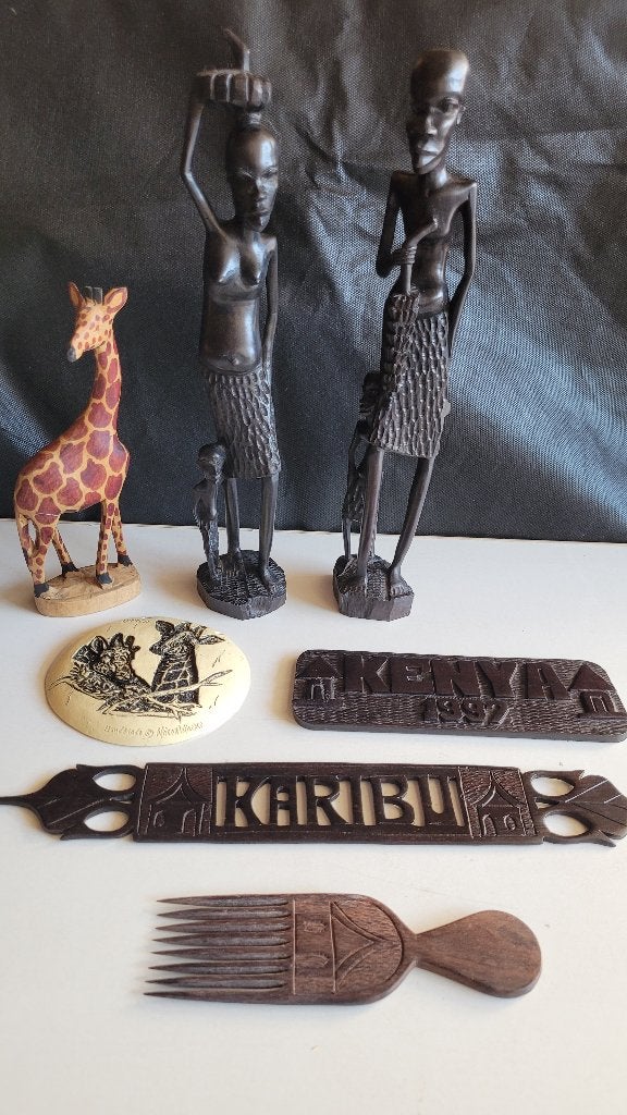 Afrikaanse souvenirs items, Antiek en Kunst, Hout, Bruin, Handgemaakt, Houtsnijwerk