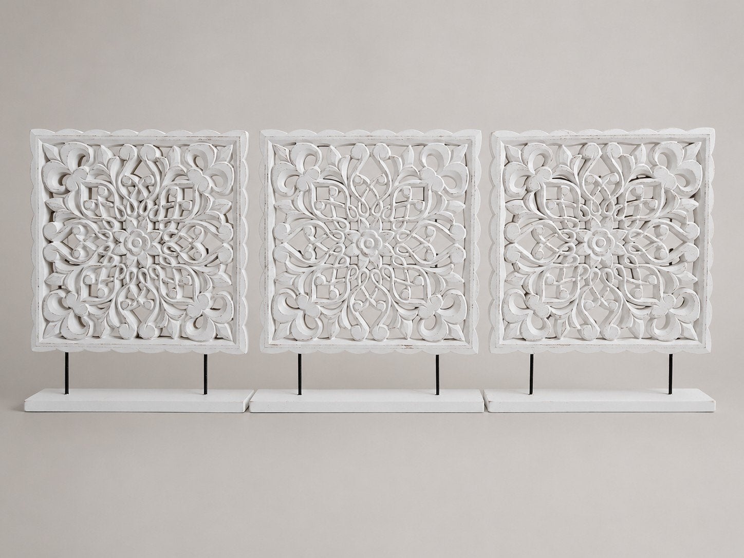 Set van 3 Witte Houten Decoratieve Panelen op Voet, Hout, Ophalen of Verzenden, Wit, Landelijk