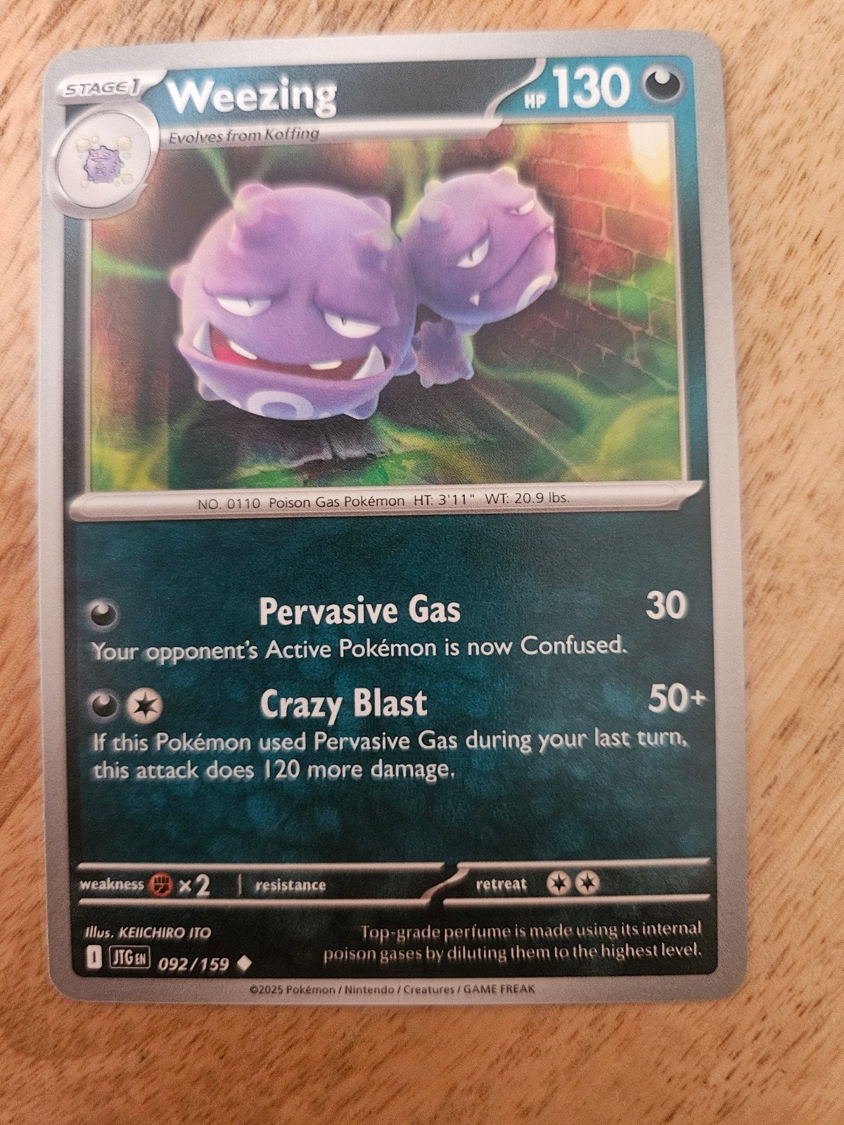 Weezing Pokémon Kaart - Stage 1, 130 HP, 092/159, Ophalen of Verzenden, Zo goed als nieuw, Losse kaart