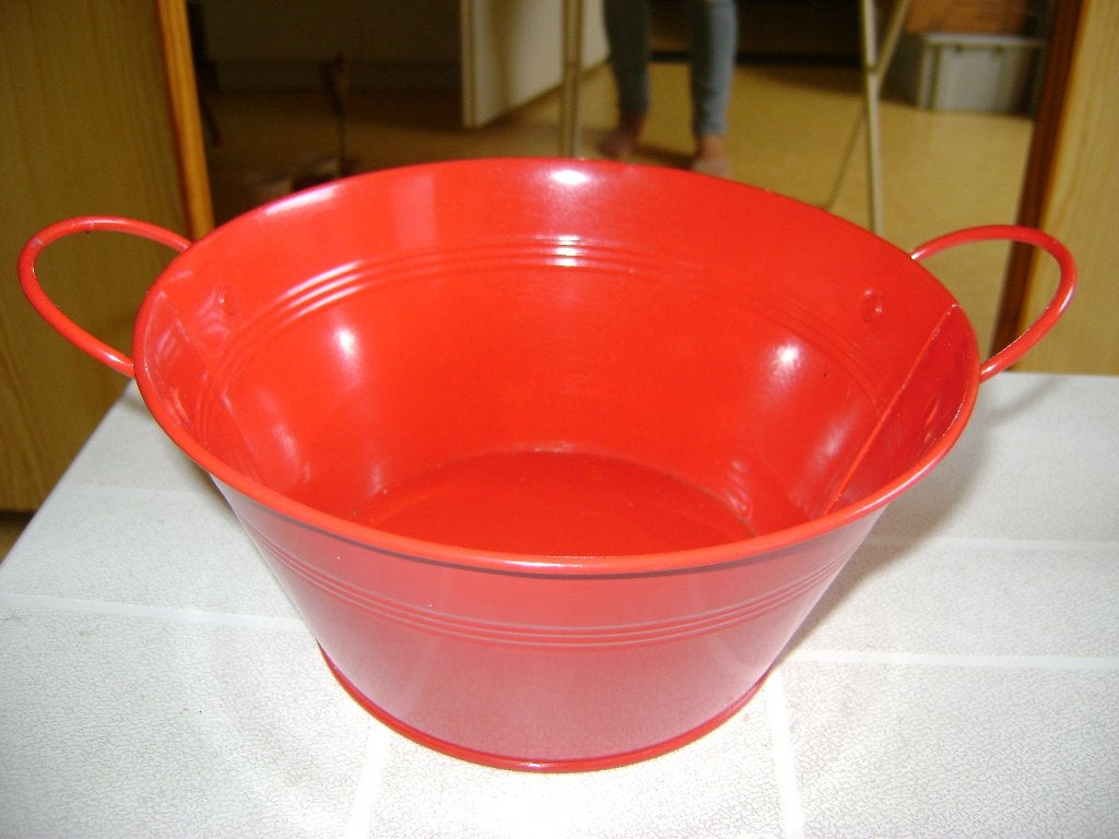 rode metalen plantenbak met oren 18cm en met oren 23rx9h, Minder dan 30 cm, Binnen, Minder dan 60 cm, Rond
