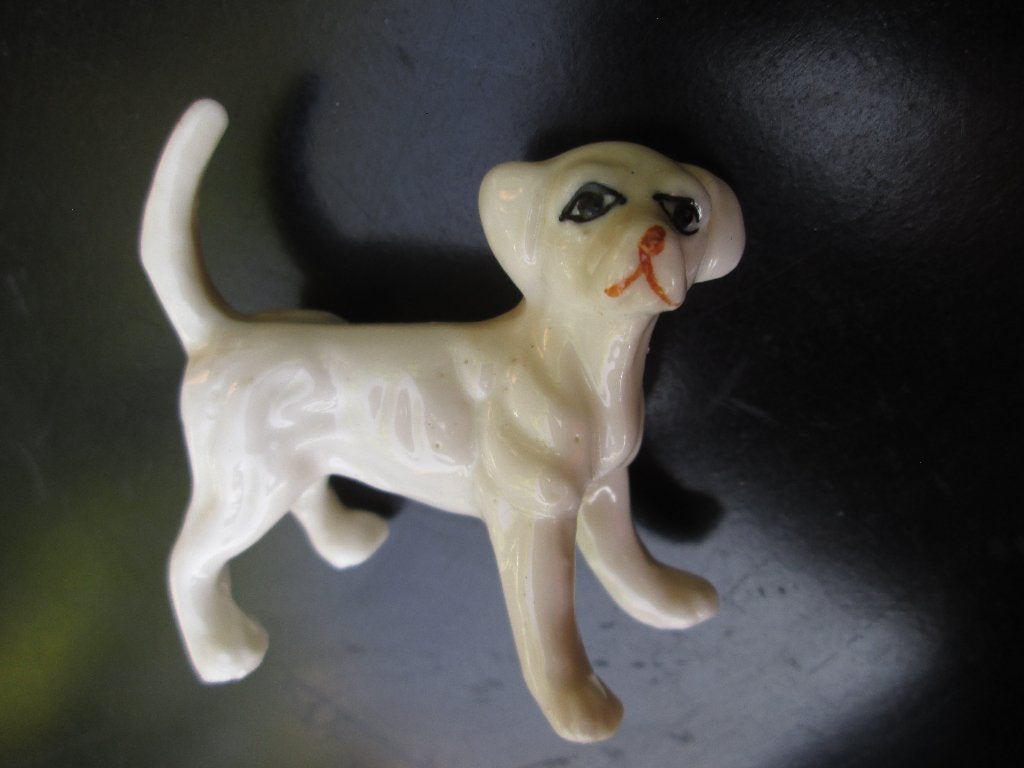 Antiek Beeldje Porseleinen Witte Hond Niet Gemerkt, Ophalen
