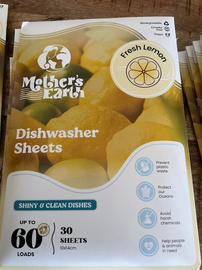 10 pakjes Mother's Earth Afwasmachine Sheets Fresh Lemon, Witgoed en Apparatuur, Vaatwasmachines, Verzenden, Nieuw