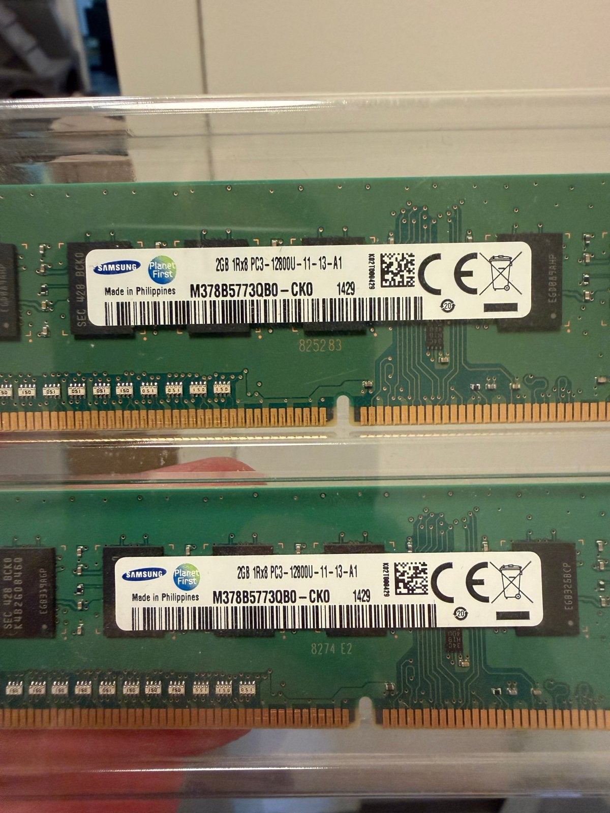 Samsung 2x 2GB DDR3 RAM PC3-12800U Desktop Geheugen, Gebruikt, DDR3, Ophalen of Verzenden, Desktop