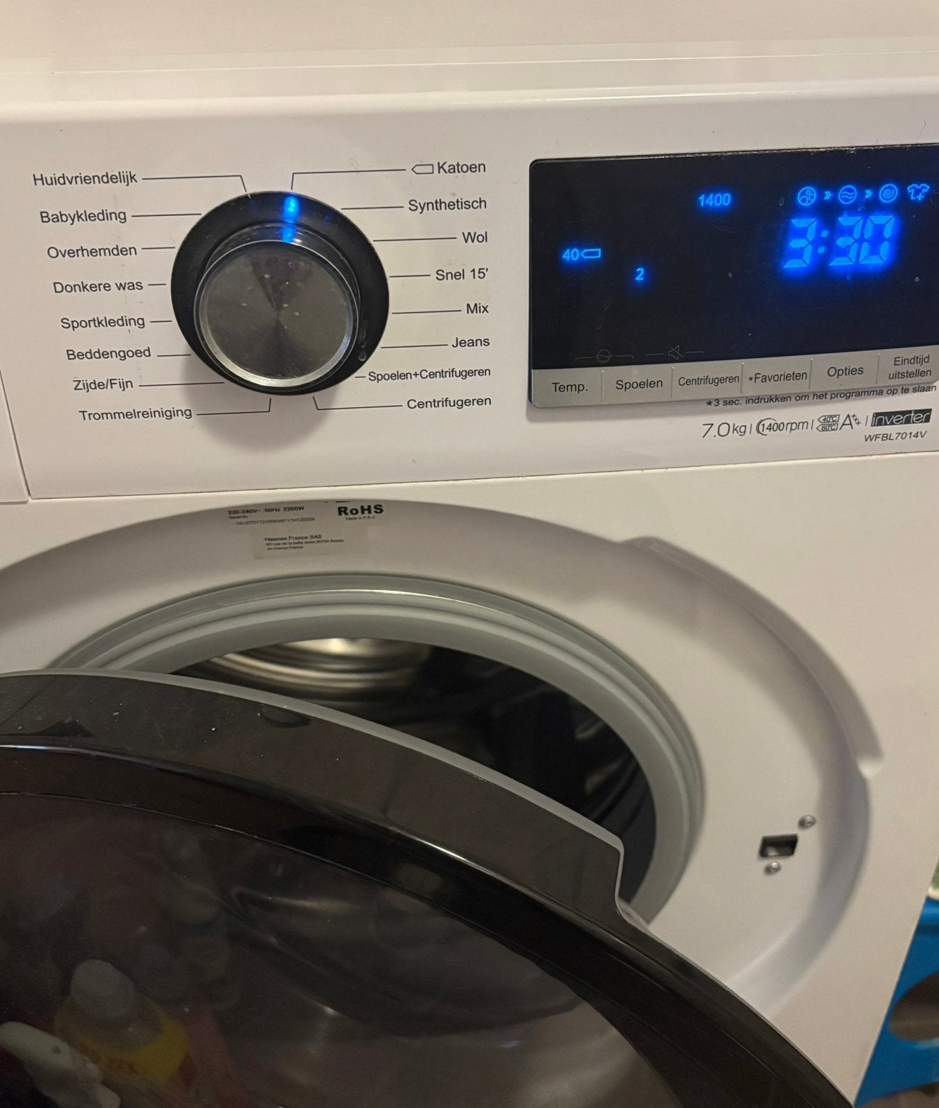 Hisense wasmachine uit 2019, Ophalen, Gebruikt, Voorlader, 1200 tot 1600 toeren