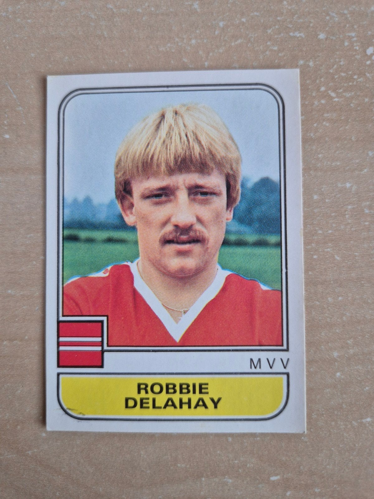 Panini Voetbal 82 Robbie Delahay MVV, Ophalen of Verzenden, Zo goed als nieuw, Ajax, Poster, Plaatje of Sticker