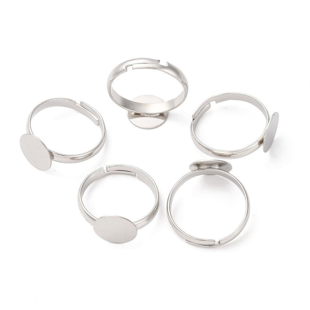 Set van 5 verzilverde ringen voor plakstenen/cabochons, SINO-SEAR GmbH, Nieuw, Ophalen of Verzenden, Info@sino-sear.com