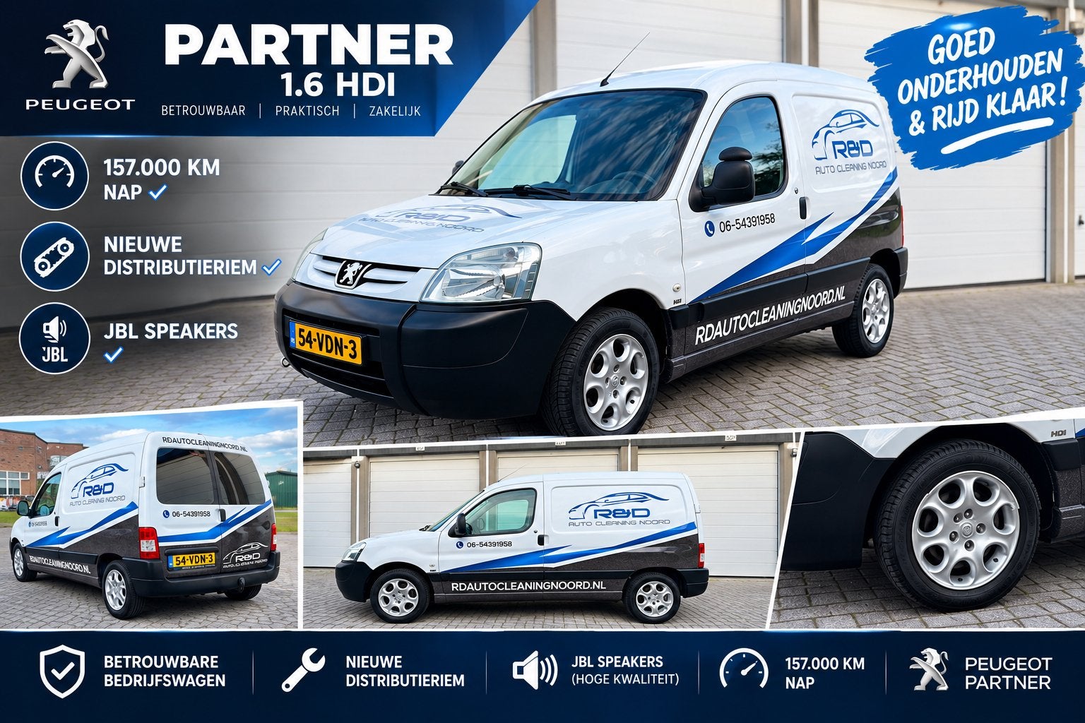 Peugeot Partner 1.6 HDI 55KW 170C 2007, Auto's, Voorwielaandrijving, Stof, 74 pk, Zwart