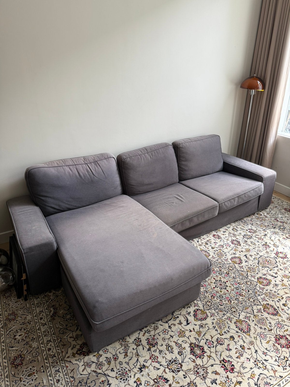 Antraciet grijze IKEA KIVIK bank, Ophalen, 250 tot 300 cm, Gebruikt, Hoekbank