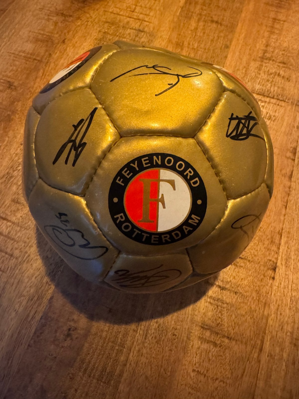 Feyenoord gouden bal incl. Handtekeningen ‘14-‘15, Maat XL, Ophalen of Verzenden, Zo goed als nieuw, Bal