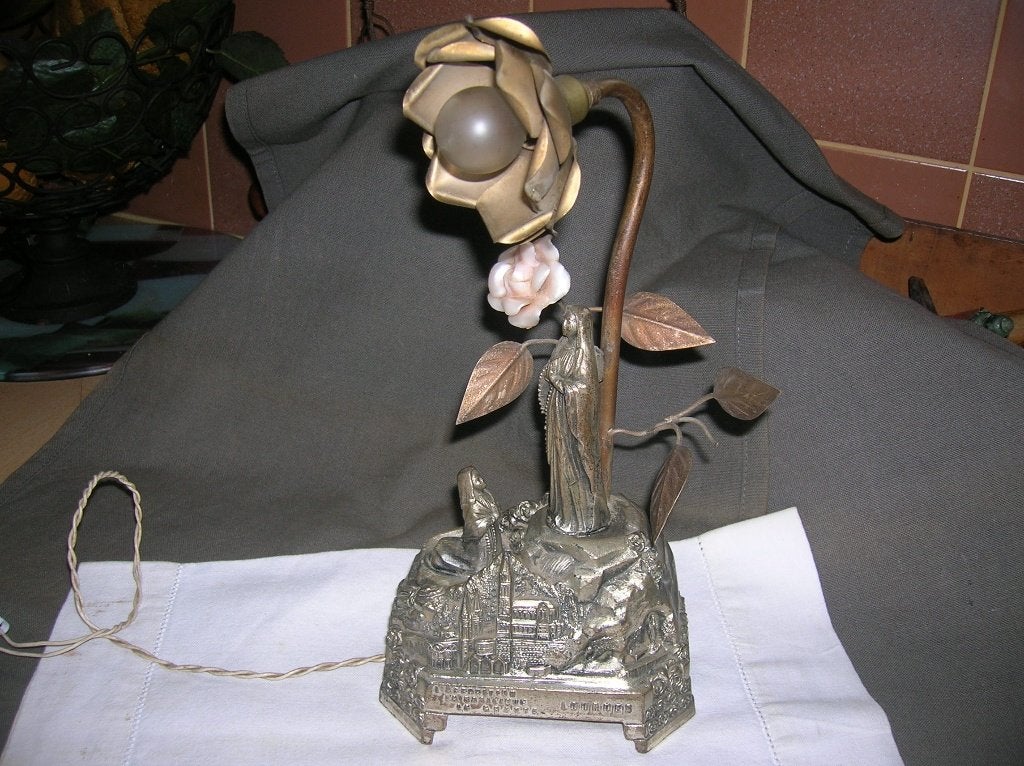 oud Lourdes lampje La Grotte / Lourdes souvenir, Ophalen of Verzenden